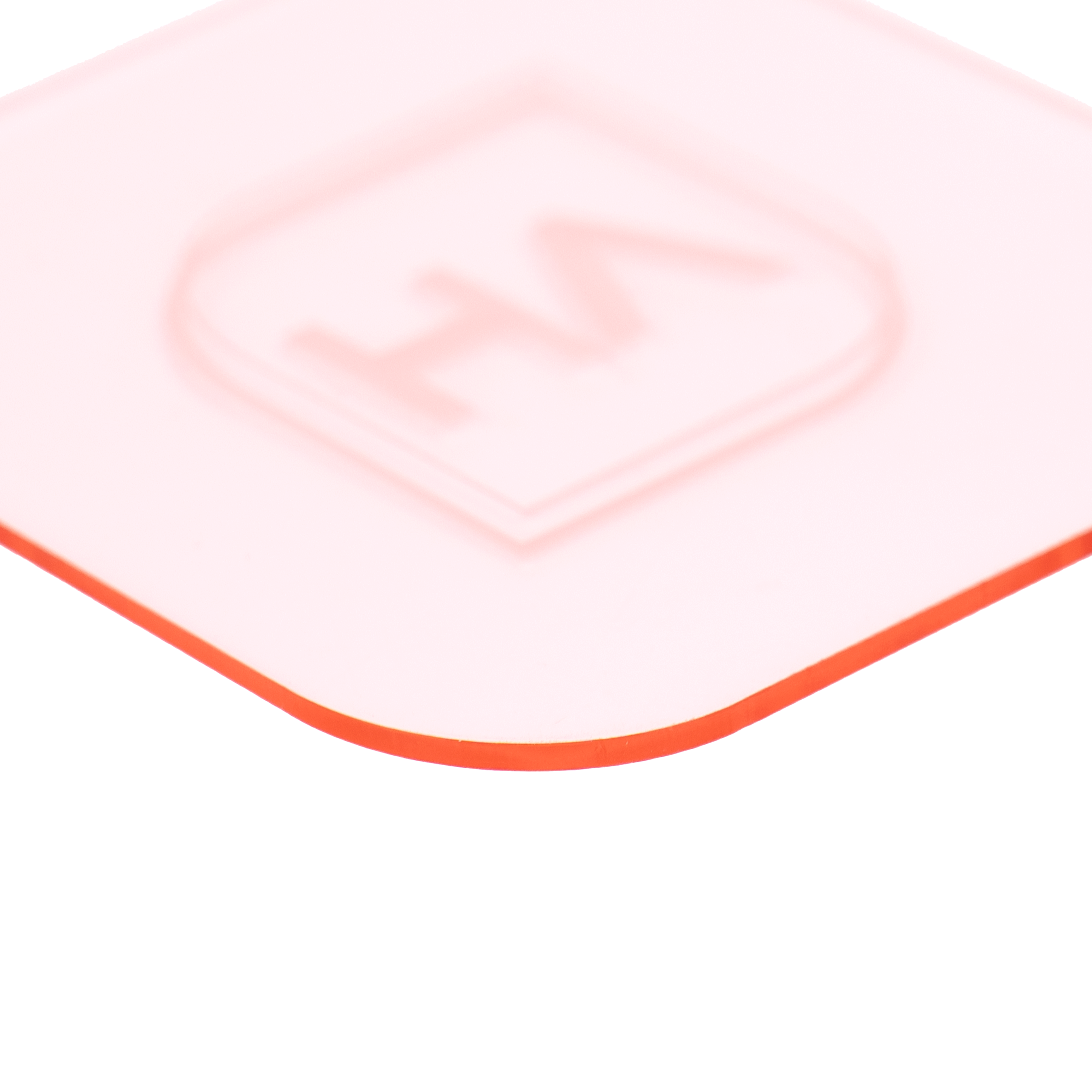 1/16" Translucent Rose Cast Acrylic Sheet Glowing Cut Edge Example