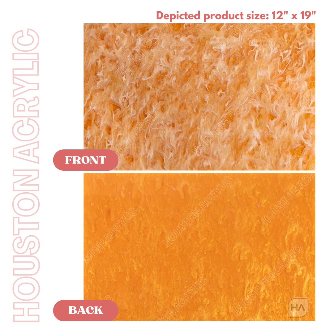 1/8" Amber Haze Cast Acrylic Sheet Front vs Back Full Size Sheet Comparison