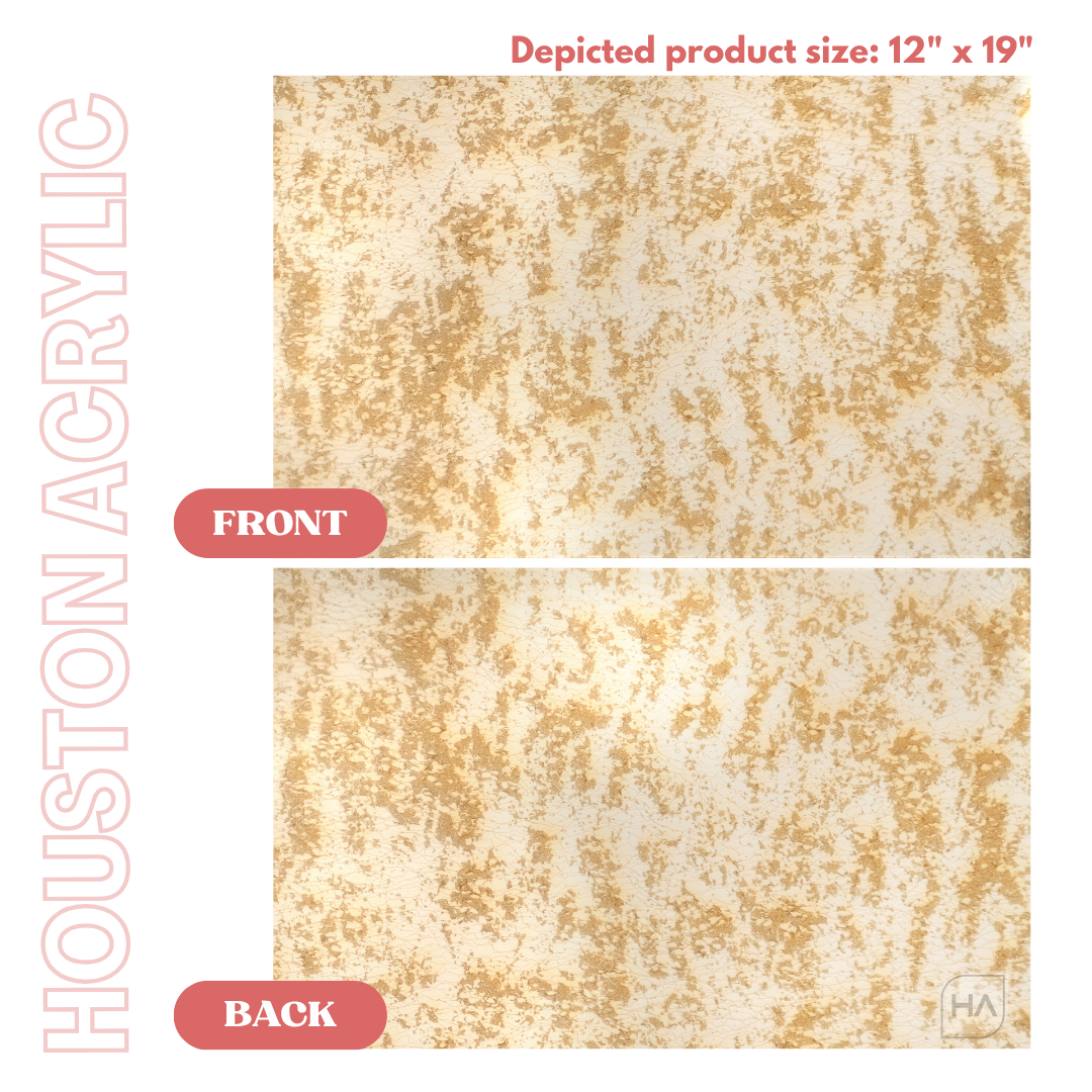 1/8" Antique Golden Glitz Cast Acrylic Sheet Front vs Back Full Size Sheet Comparison