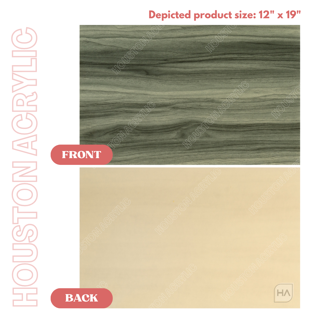 1/8" Ash Wood Grain Cast Acrylic Sheet Front vs Back Full Size Sheet View