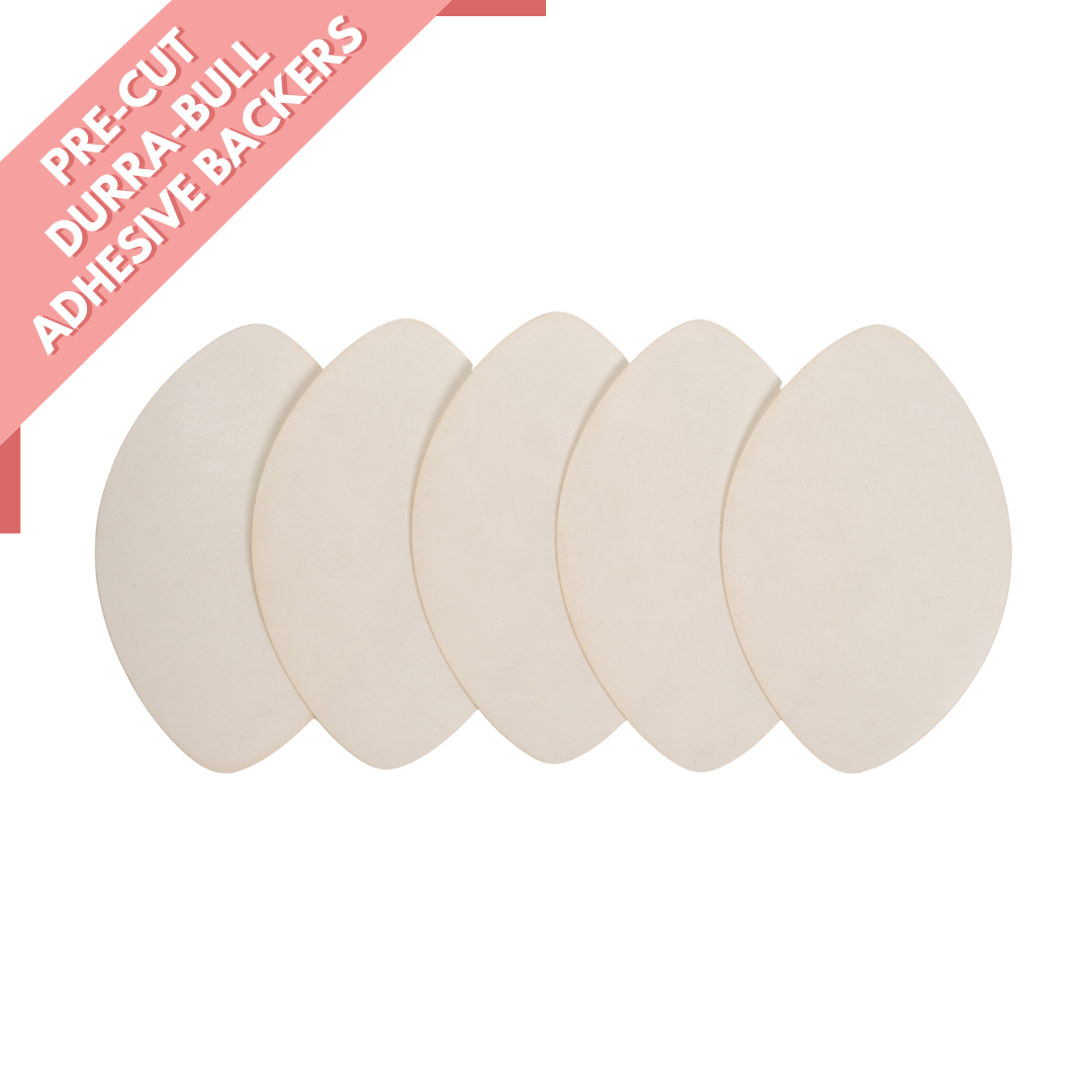 Each 5 pack comes with pre-cut durra-bull adhesive backers