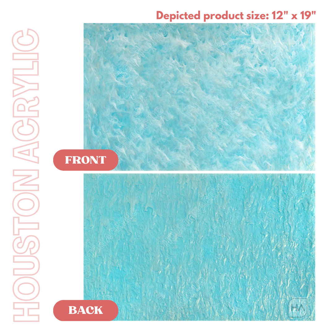 1/8" Baby Blue Haze Cast Acrylic Sheet Front vs Back Full Size Sheet Copmarison