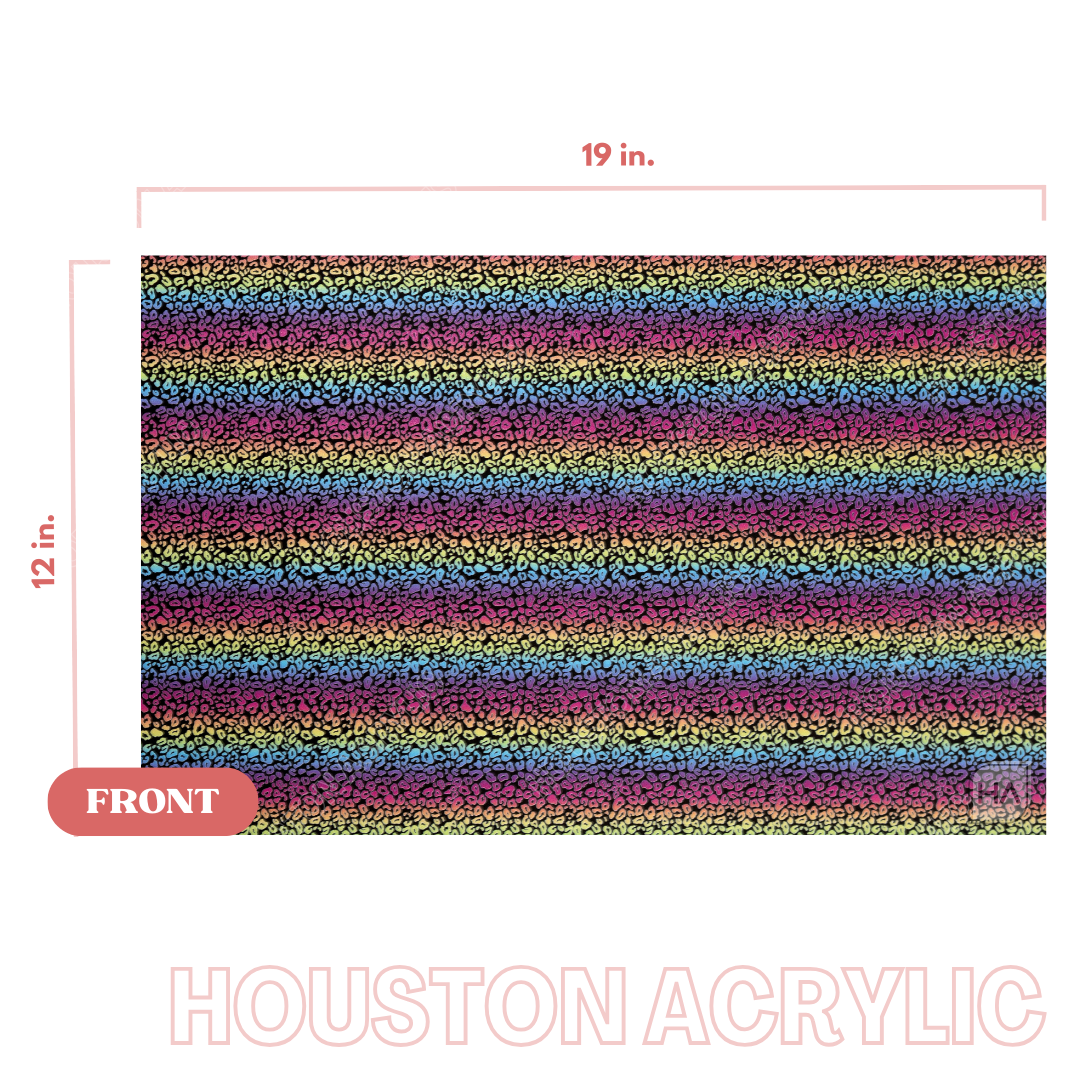 1/8" Black Matte Rainbow Leopard MakerPrint on matte black full size sheet view