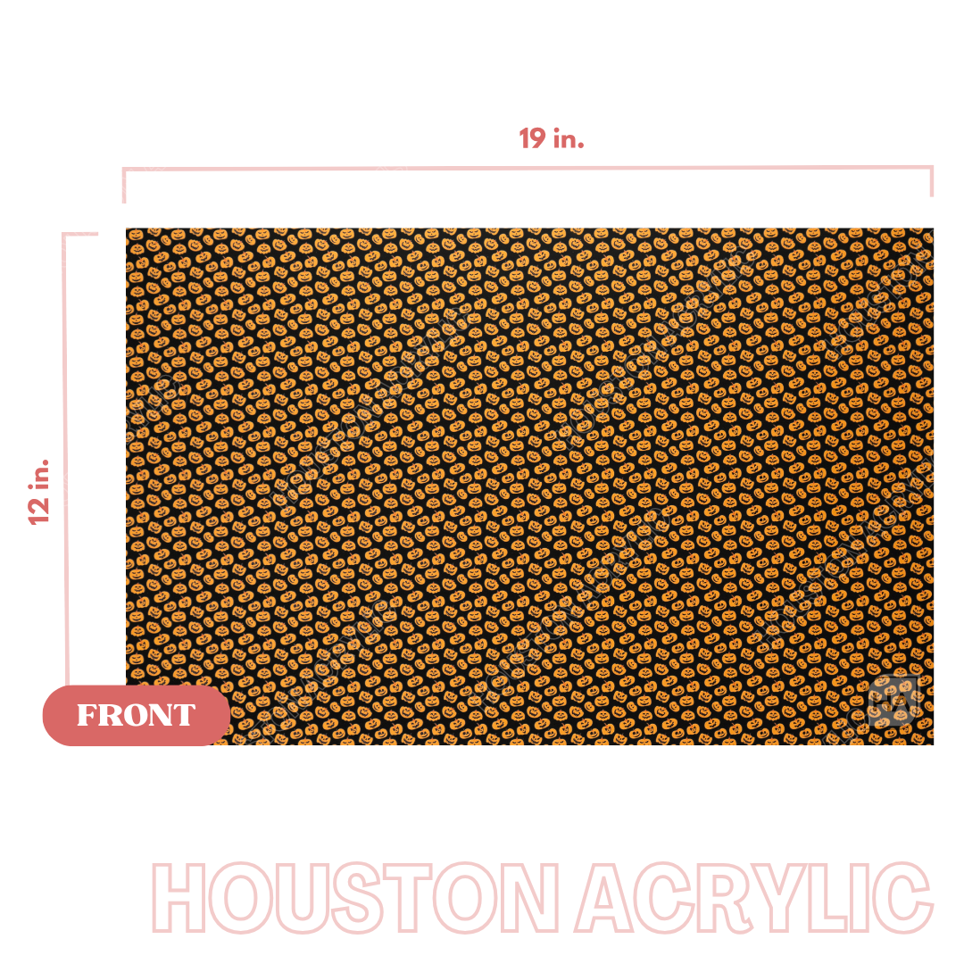 1/8" Black Matte Scattered Jack O' Lanterns Texture MakerPrint Acrylic Sheet Full Size Sheet View