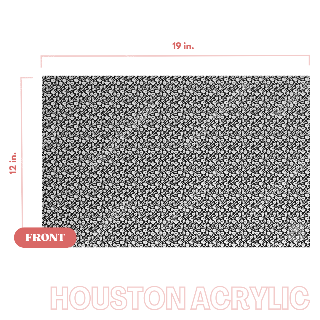 1/8" Black Matte Scattered Retro Bones Texture MakerPrint Acrylic Sheet Full Size Sheet View