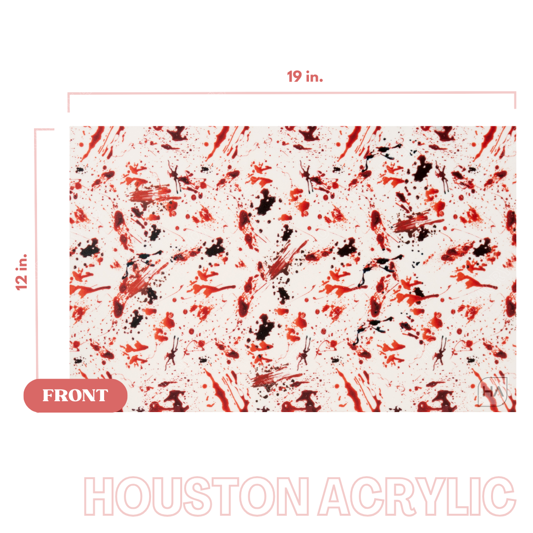 1/8" Blood Splatter MakerPrint on White Matte Acrylic Full Size Sheet Front View