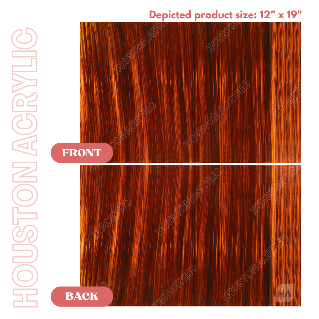 1/8" Brushed Mahogany Cast Acrylic Sheet Front vs Back Full Size Sheet Comparison