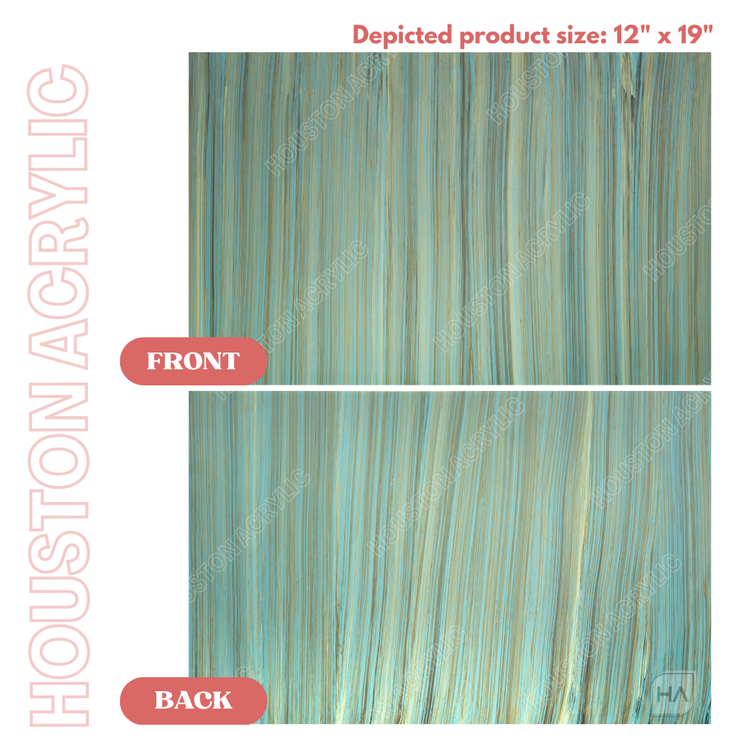 1/8" Brushed Turquoise Cast Acrylic Sheet Front vs Back Full Size Sheet Comparison