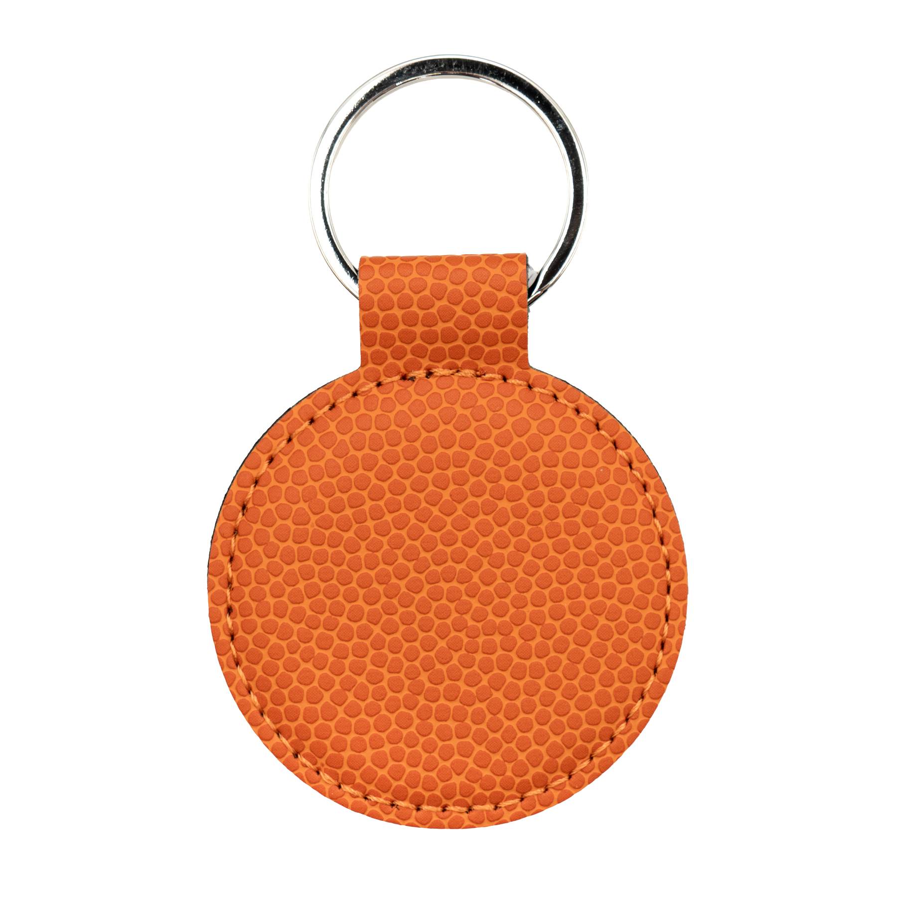 Textured Basketball Orange/Black MakerLeatherette Round Keychain