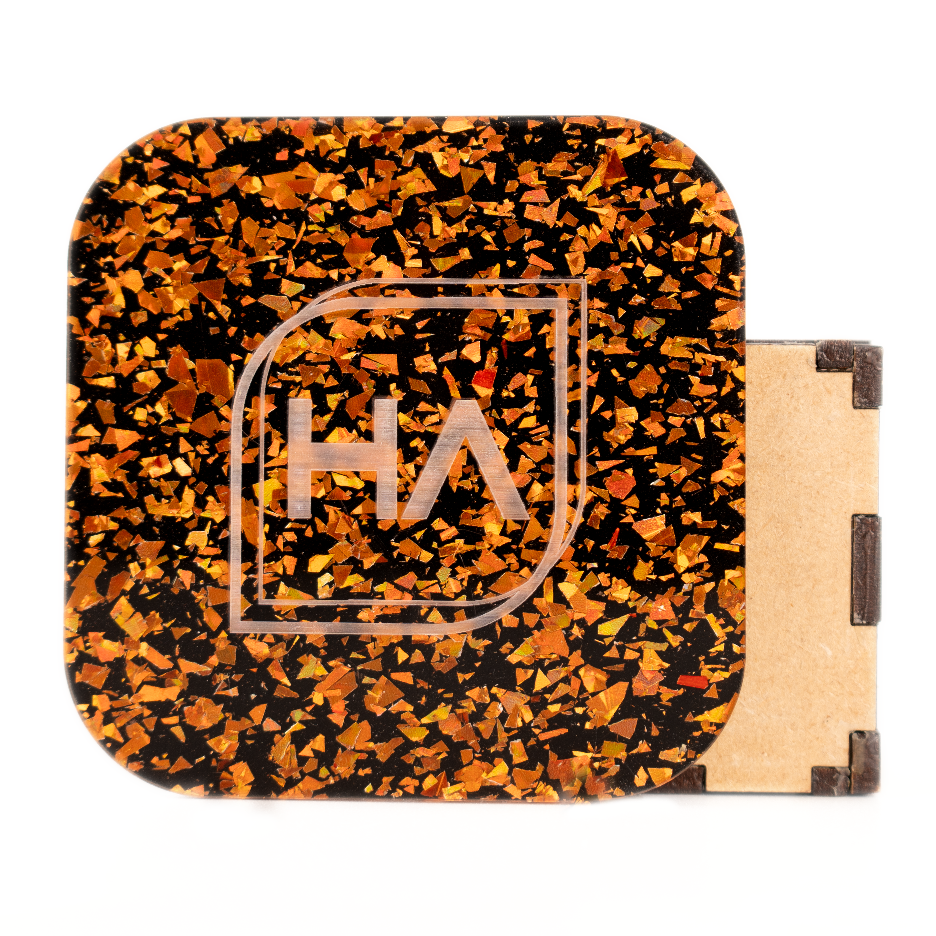 1/8" Black and Orange Chunky Flake Cast Acrylic Sheet