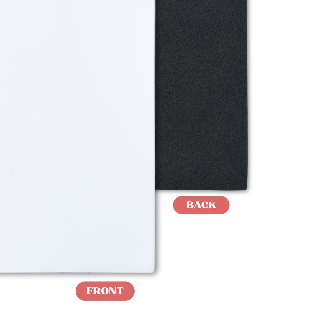 Bright White/Black MakerLeatherette Lasberable Leatherette Sheet Front vs Back Comparison