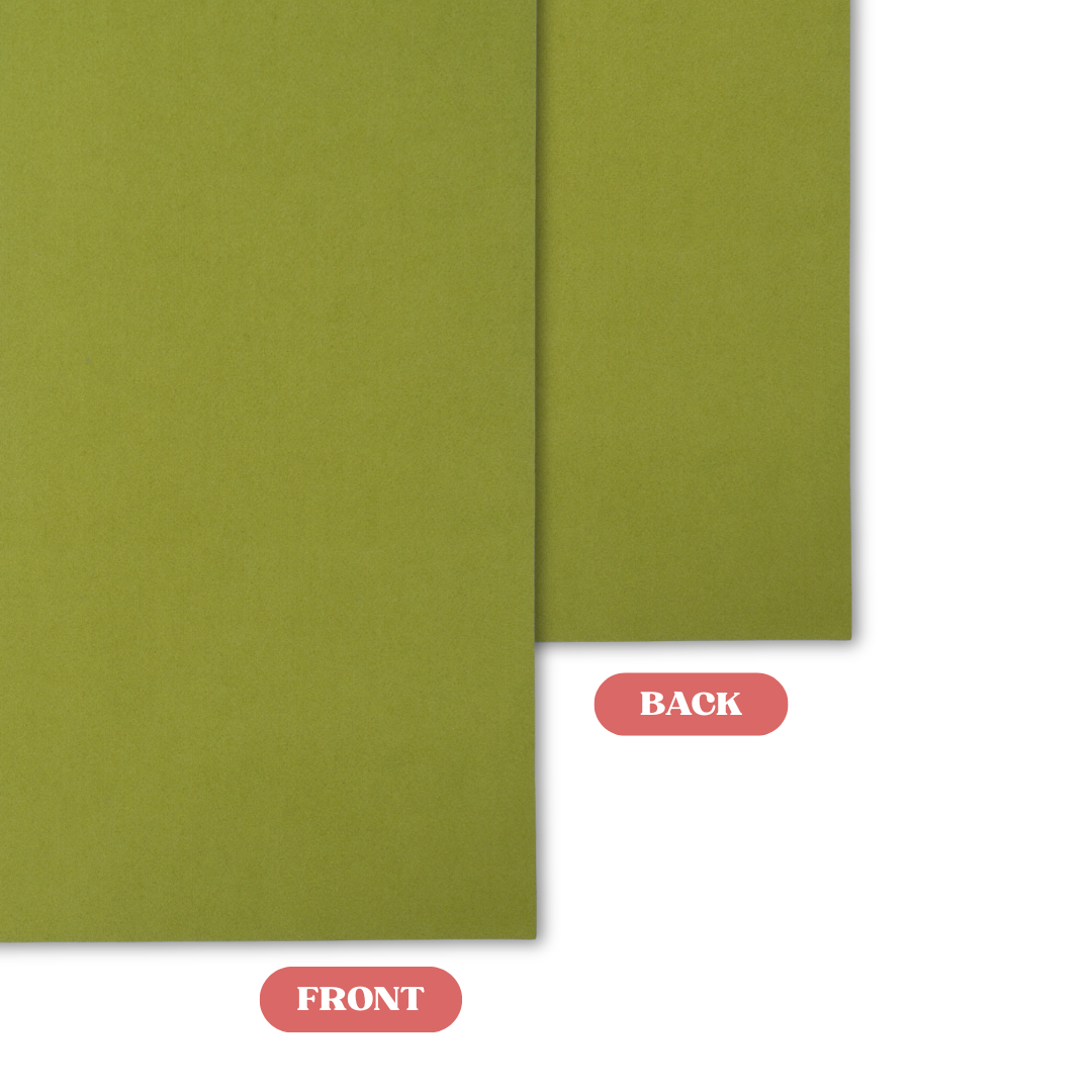 Chartreuse Green MakerSuede Sheet Front and Back Comparison