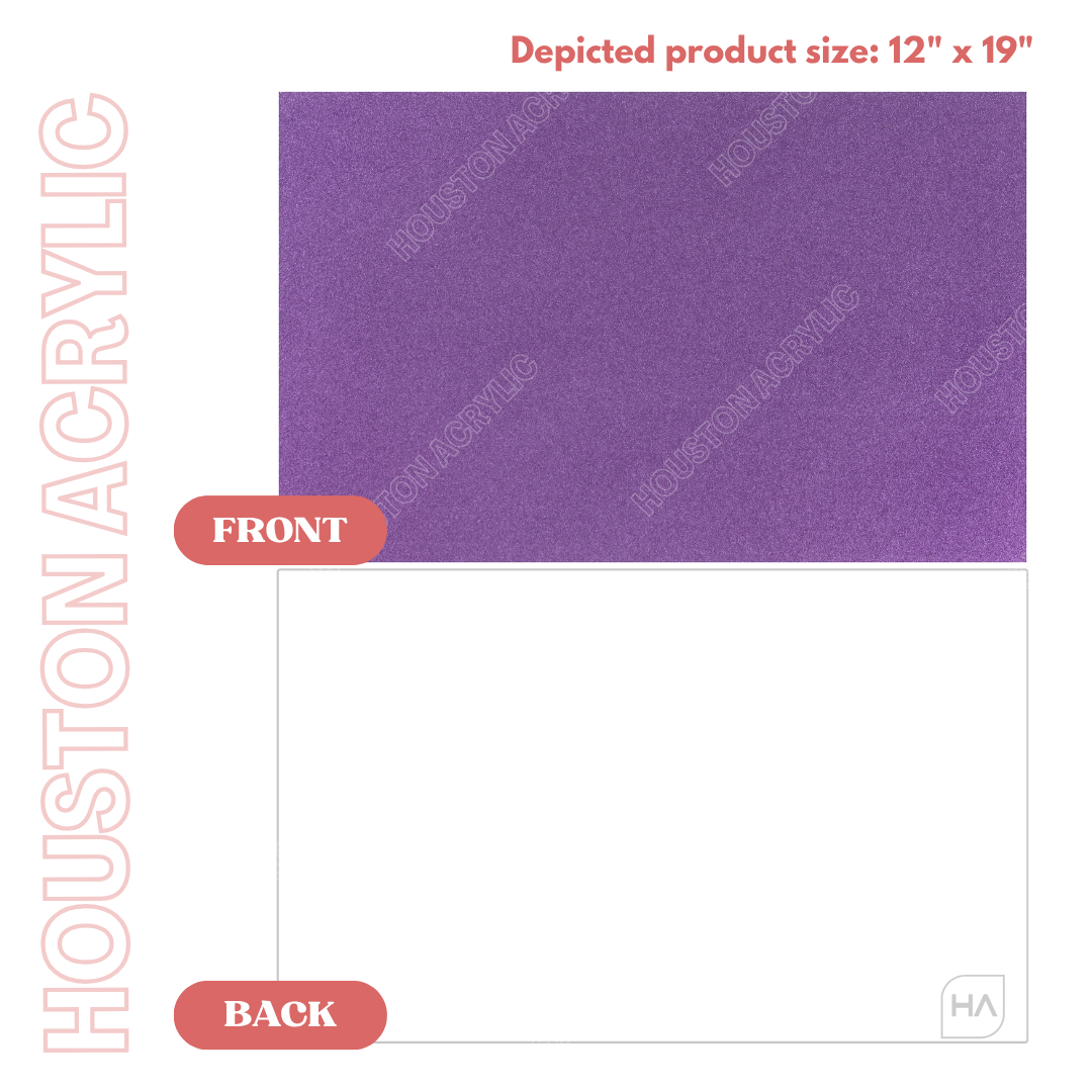 1/8" ColorCarve Purple to White Glitter Cast Acrylic Sheet Front and Back Comparison