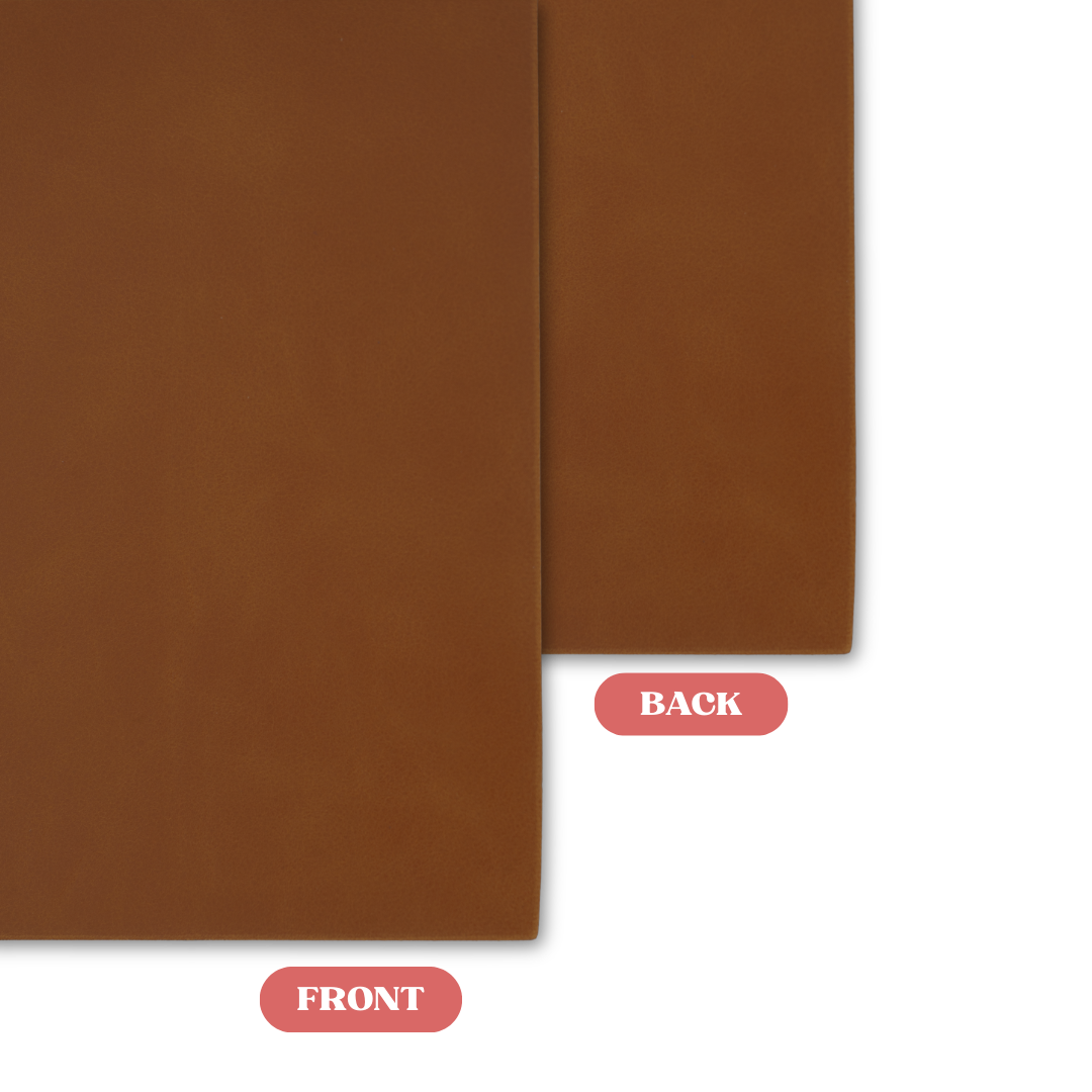Double-Sided Signature Rawhide/Black MakerLeatherette Laserable Leatherette Sheet Front vs Back Comparison
