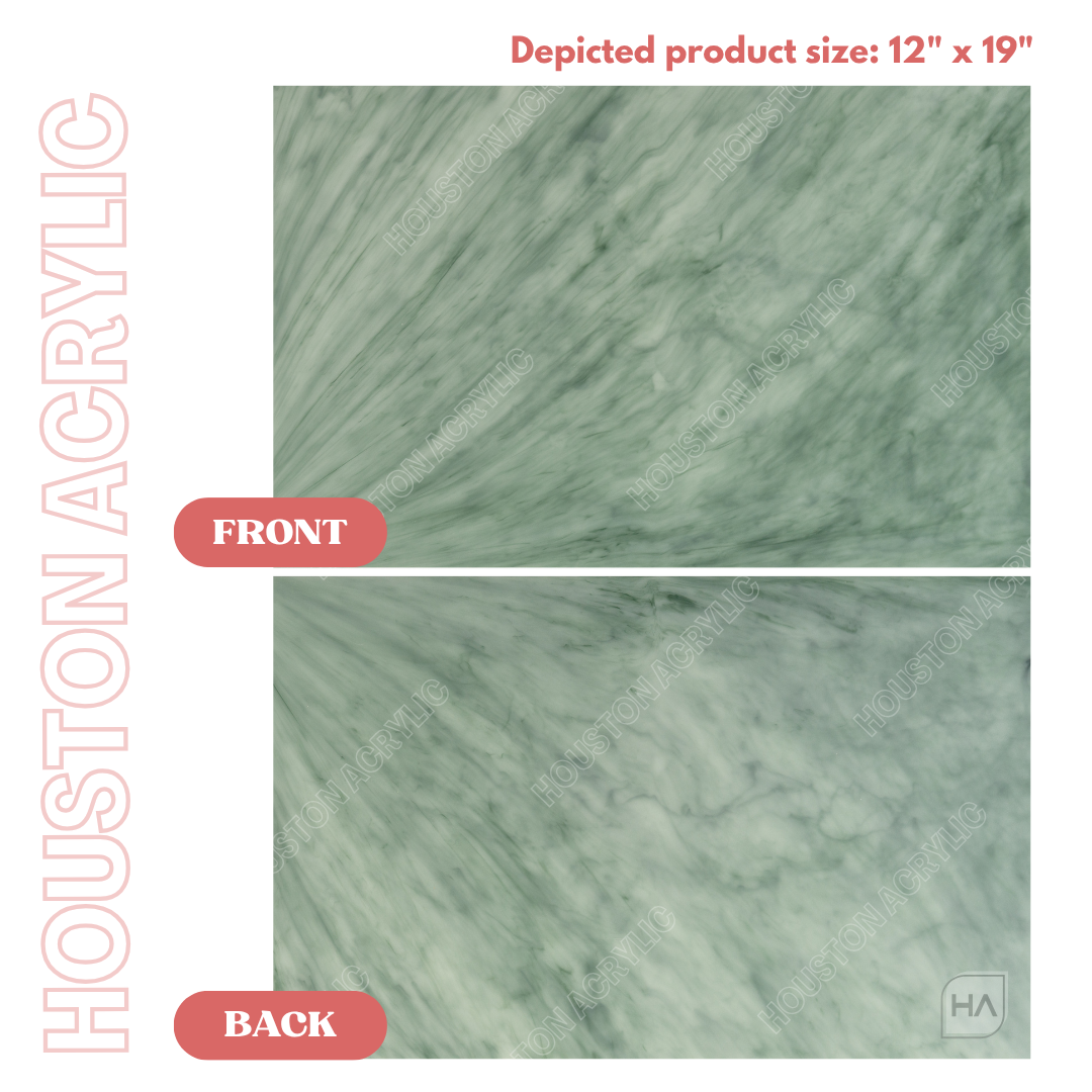 1/8" Emerald Quartz Cast Acrylic Sheet Front vs Back Full Size Sheet View