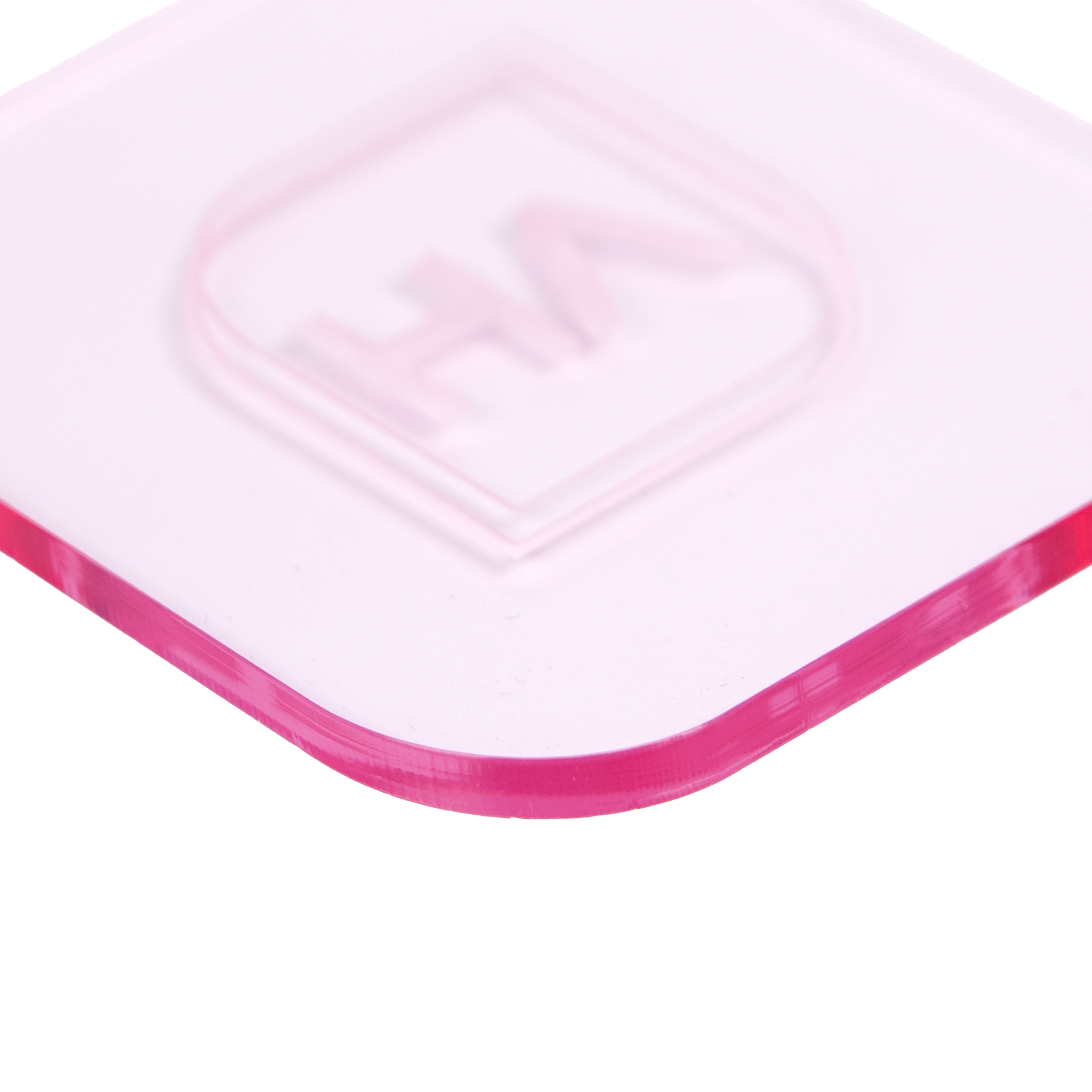 1/8" Edge Glow Translucent Pink Cast Acrylic Sheet Cut Edge Example