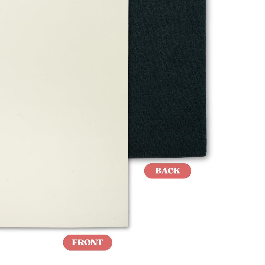 Glow-In-The-Dark/Black MakerLeatherette Laserable Leatherette Sheet Front Back Comparison