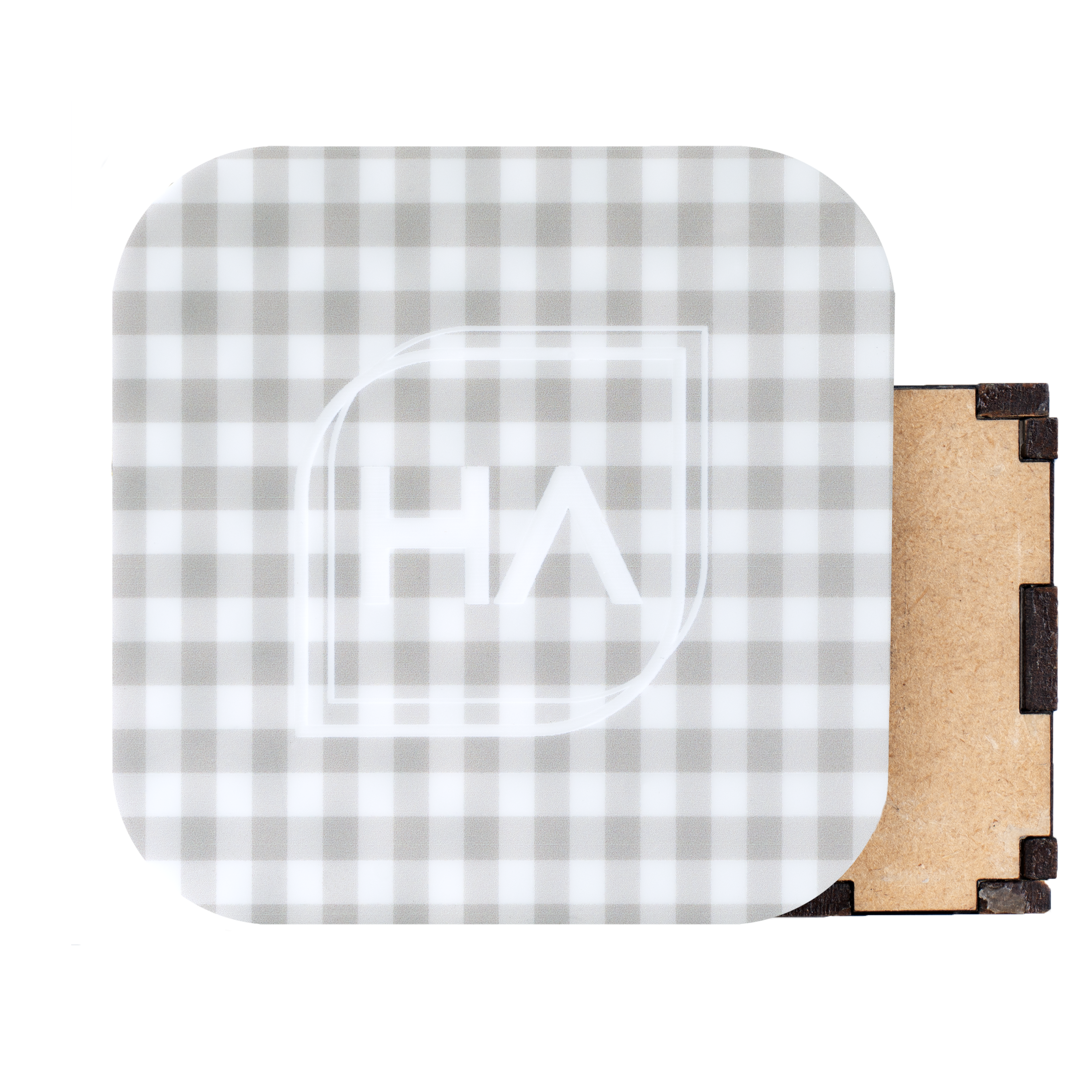 Gray Gingham MakerPrint Sheet UV printed laser material for laser cutting and laser engraving