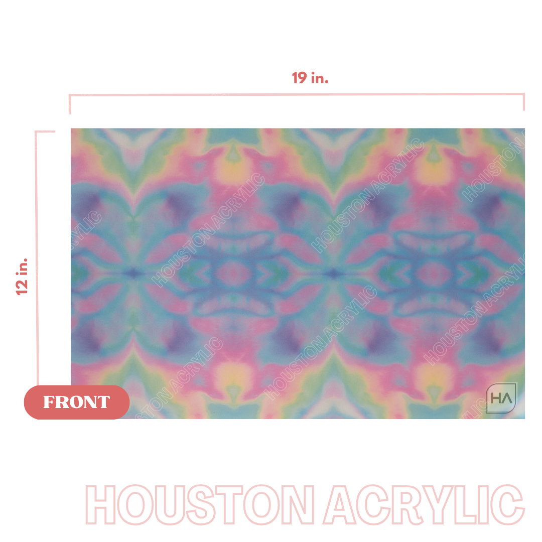 1/8" Holographic Waves MakerPrint on clear matte acrylic full size sheet front view