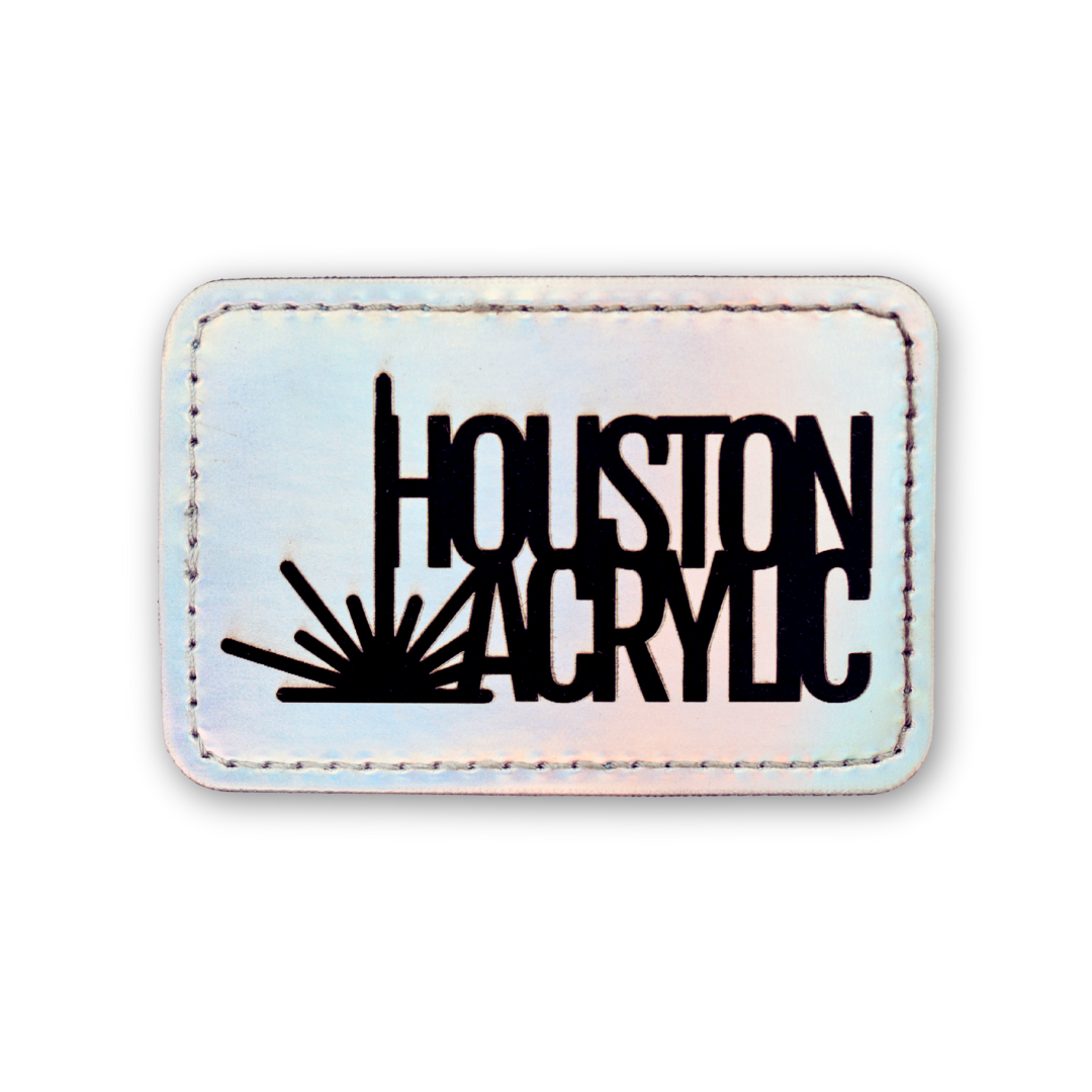 Holographic Chrome/Black MakerLeatherette Rectangle Patch with Adhesive Back (5 pack)