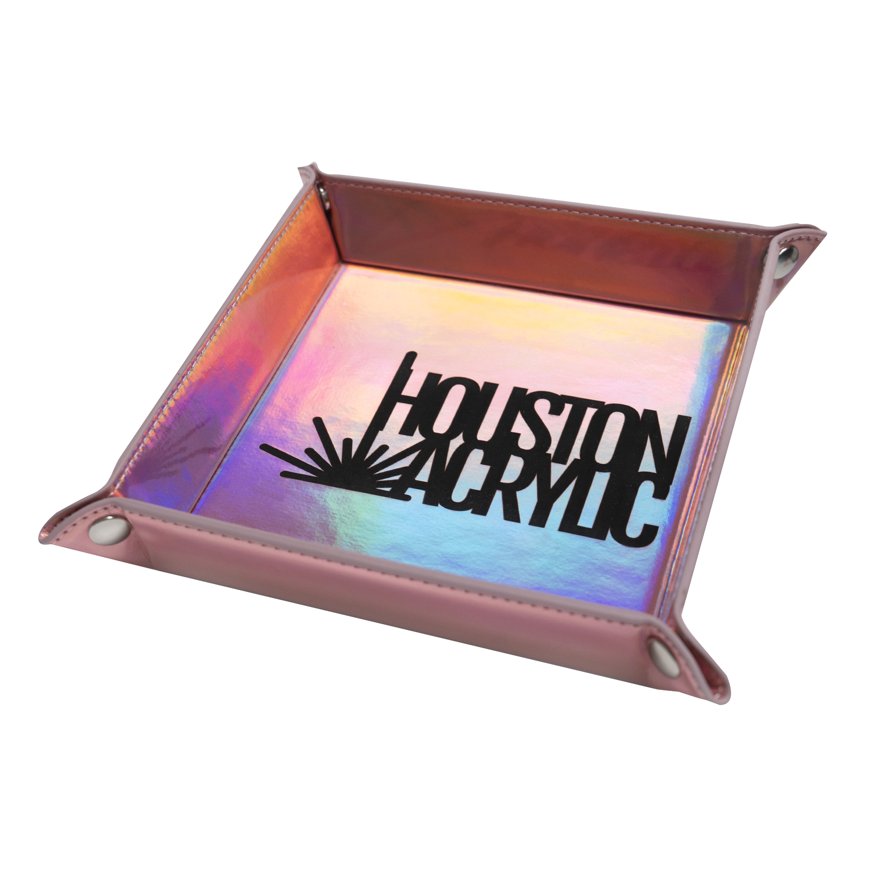 Holographic Pink/Black MakerLeatherette Snap Up Tray Laserable Leatherette Blank