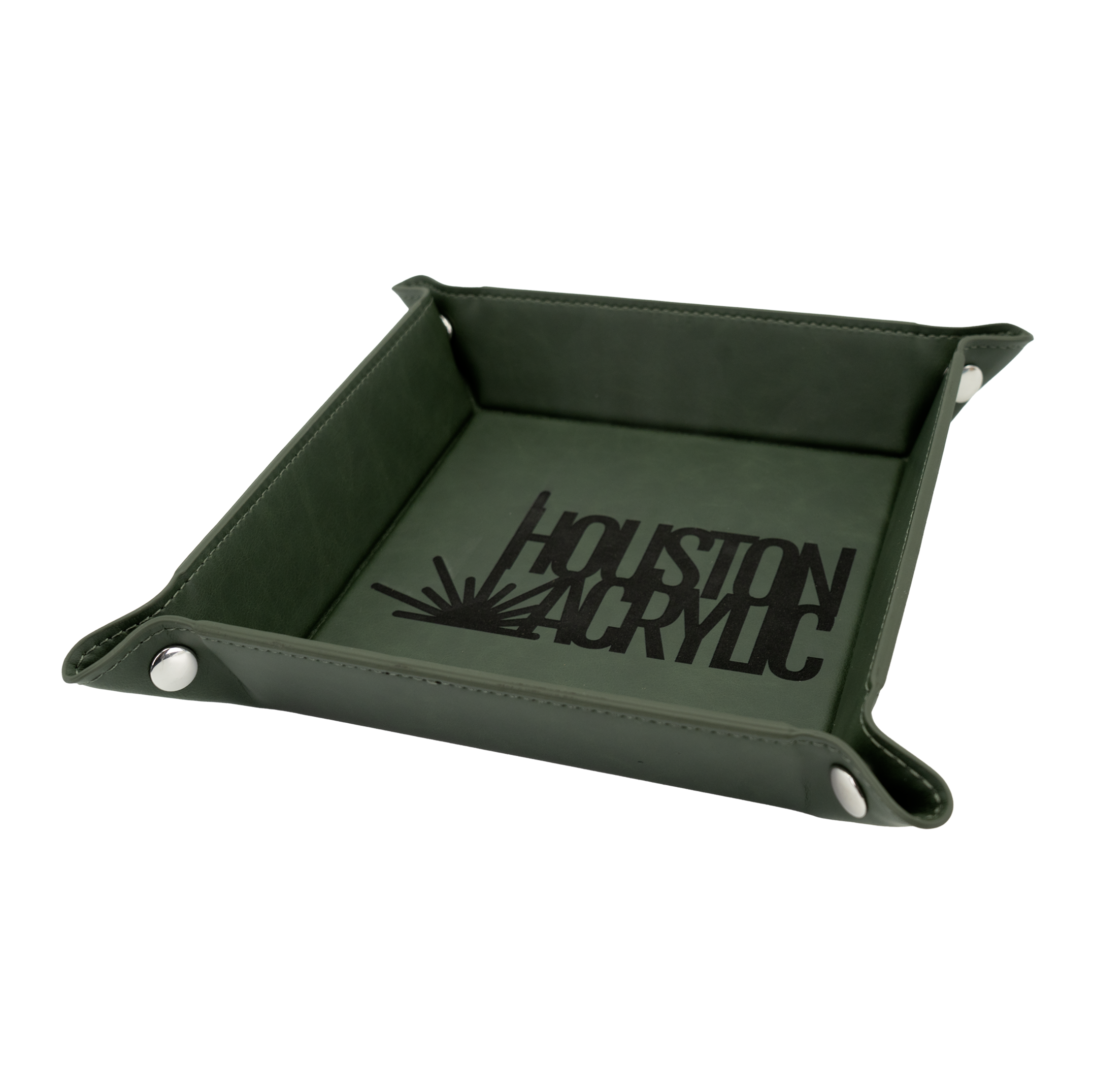 Hunter Green to Black Leatherette Snap Tray for laser engraving