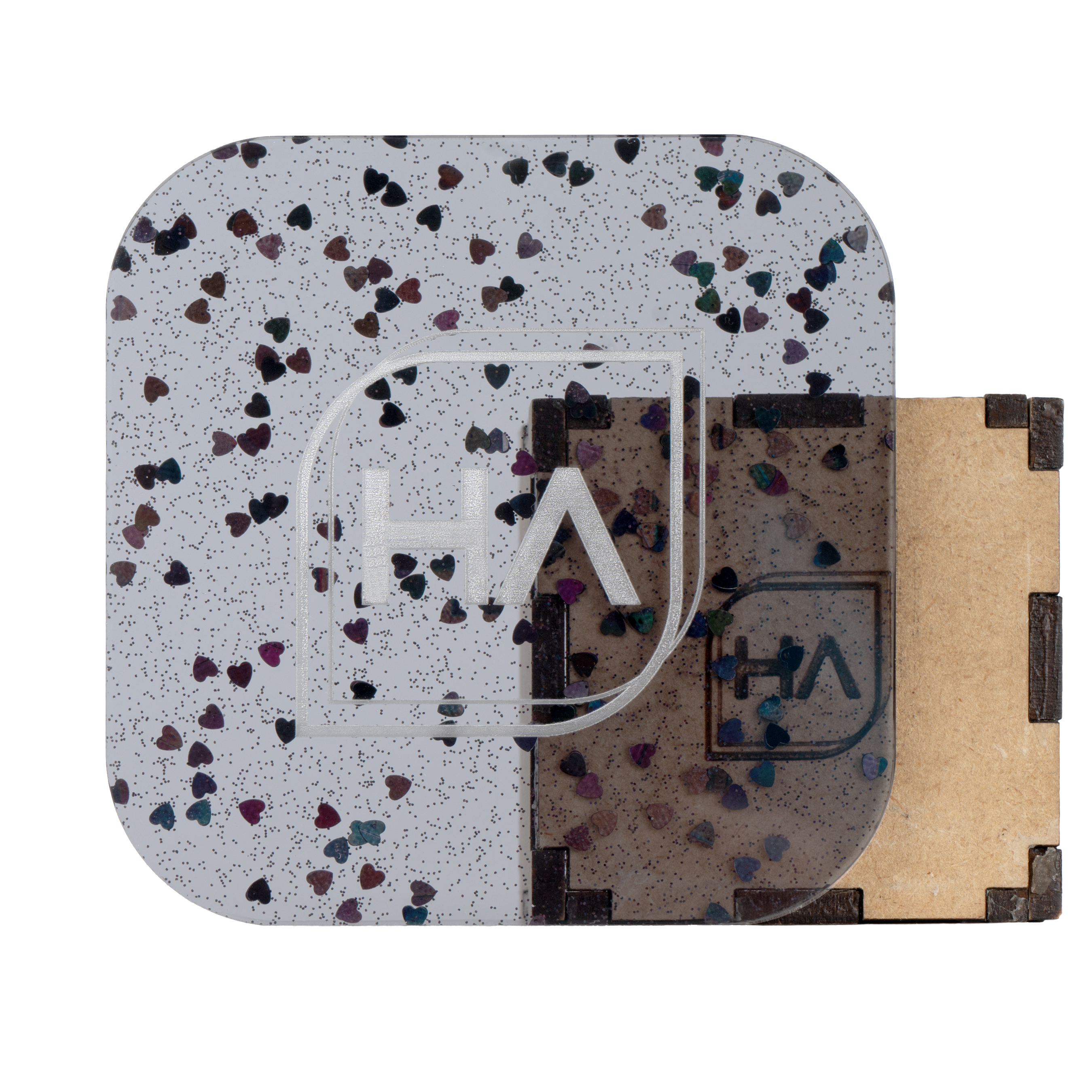 1/8" Midnight Hearts Confetti Cast Acrylic Sheet