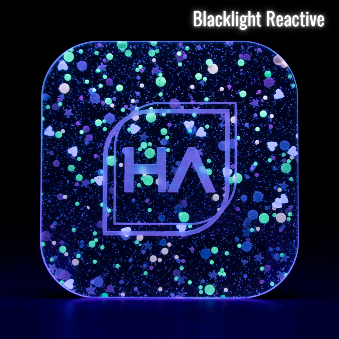Blacklight reactive 1/8" Kawaii Kisses Confetti Cast Acrylic Sheet