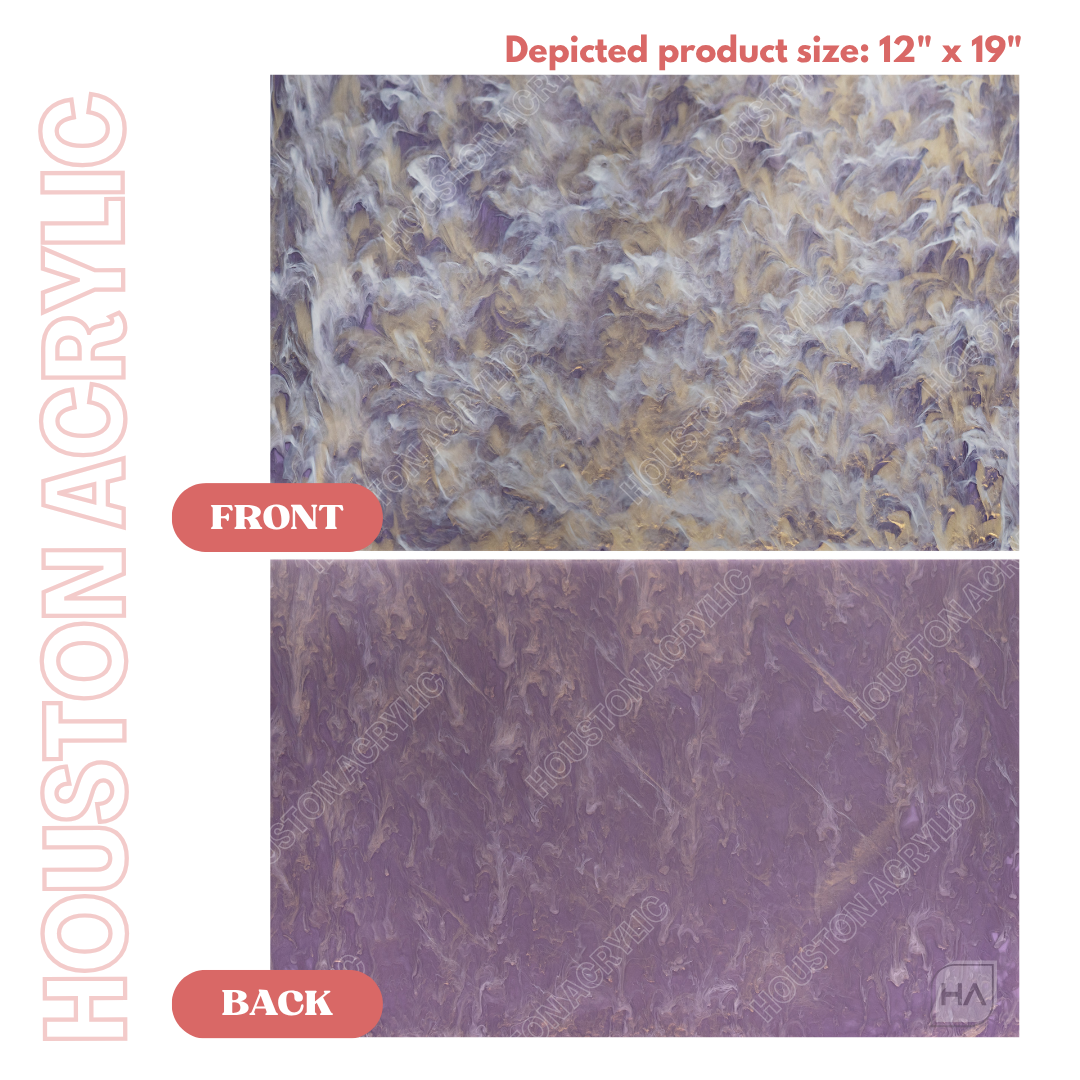 1/8" Lavender Haze Cast Acrylic Sheet Front vs back full size sheet comparison