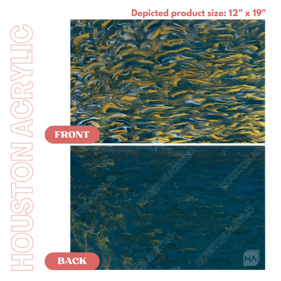1/8" Luxe Navy Cast Acrylic Sheet Front vs Back Full Size Sheet View