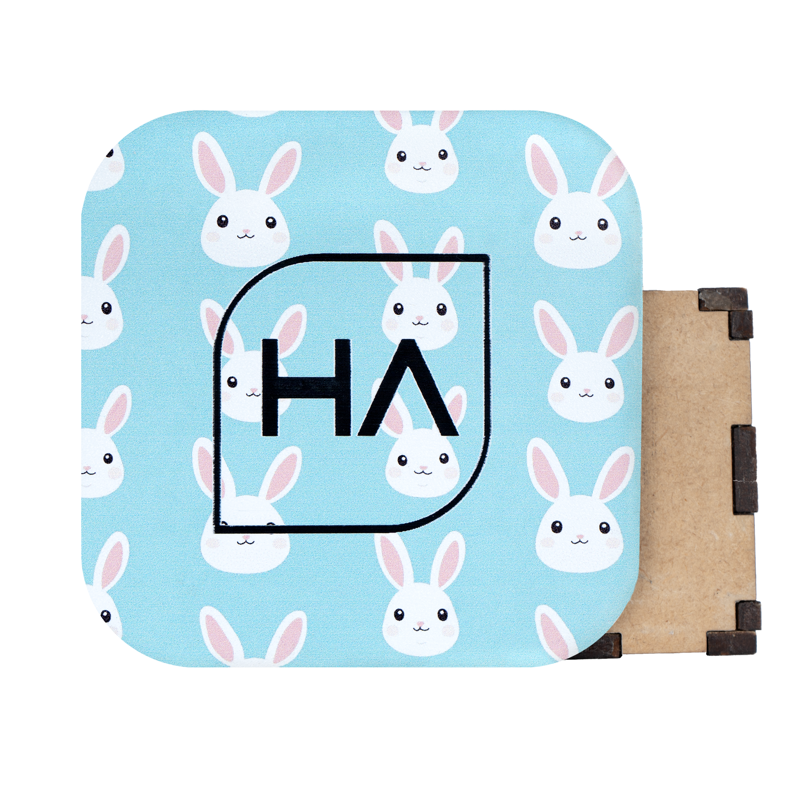 1/8" Little Blue Bunny MakerPrint on a black core cast acrylic sheet