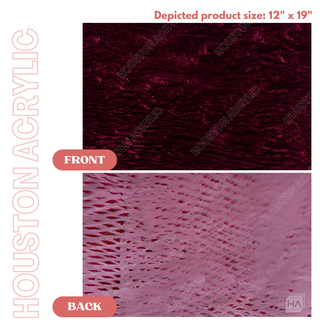 1/8" Maroon Pearl Cast Acrylic Sheet Front vs Back Comparison view