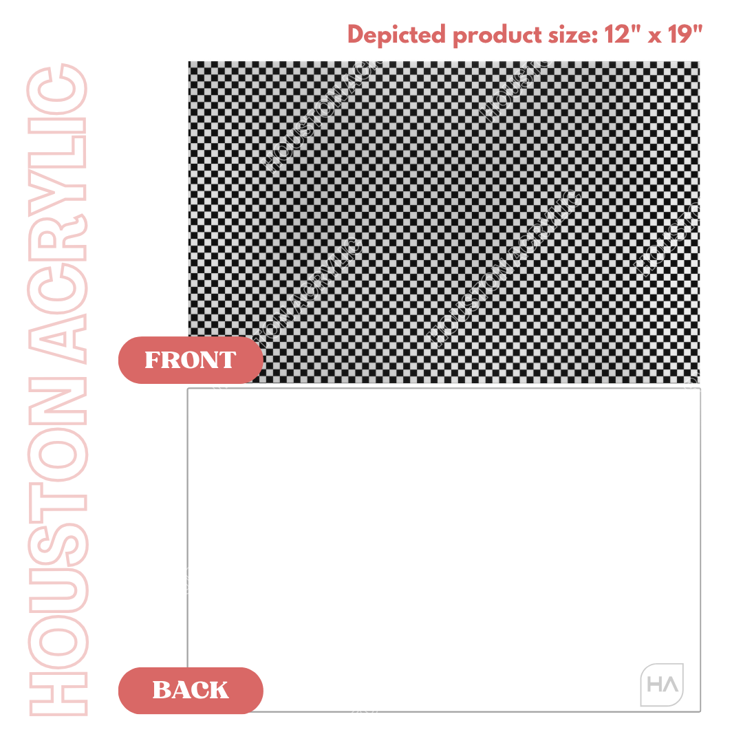 1/8" Mini Black and White Checkered MakerPrint Acrylic Sheet Front vs Back Full Size Sheet Comparison