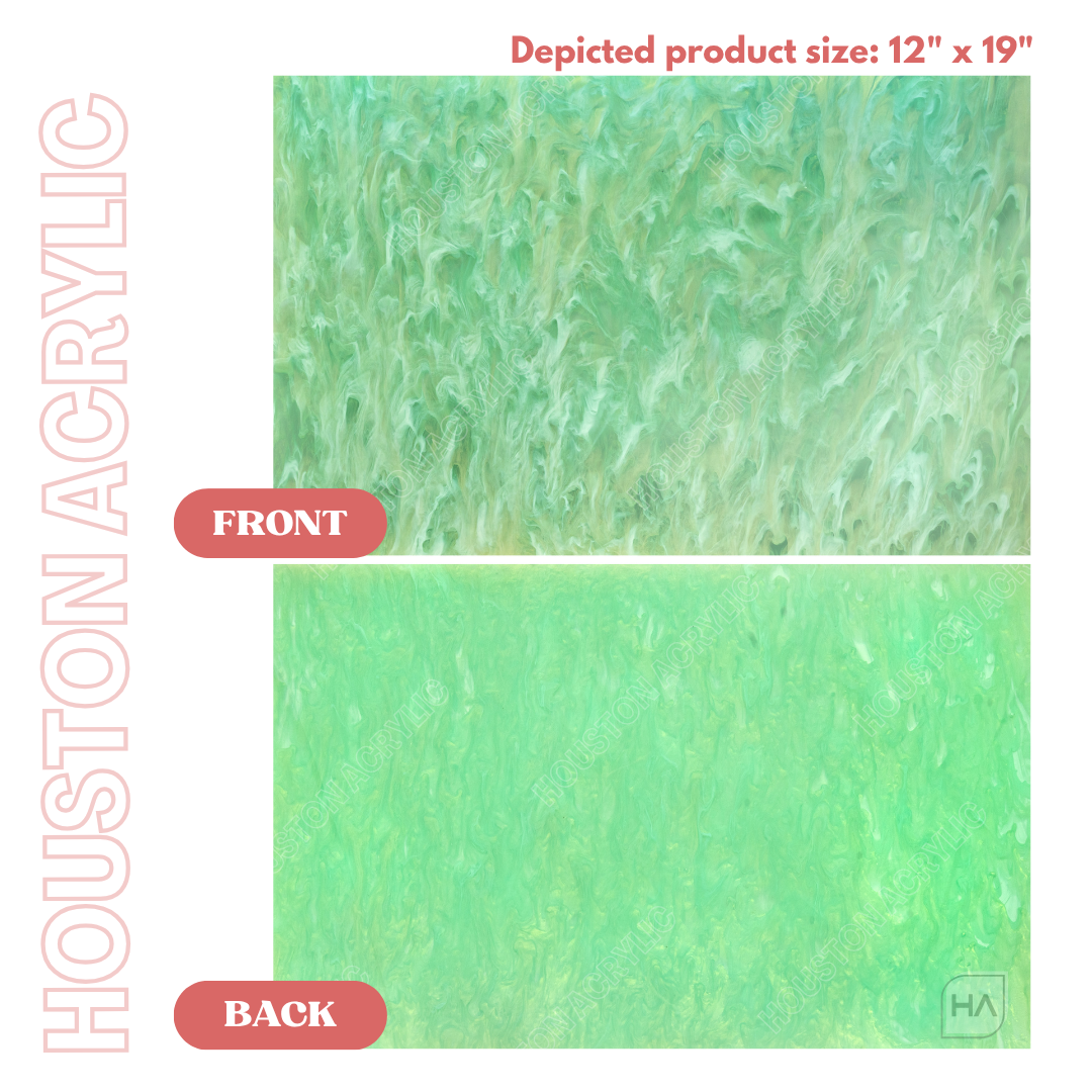 1/8" Mint Haze Cast Acrylic Sheet Front vs Back Full Size Sheet Comparison