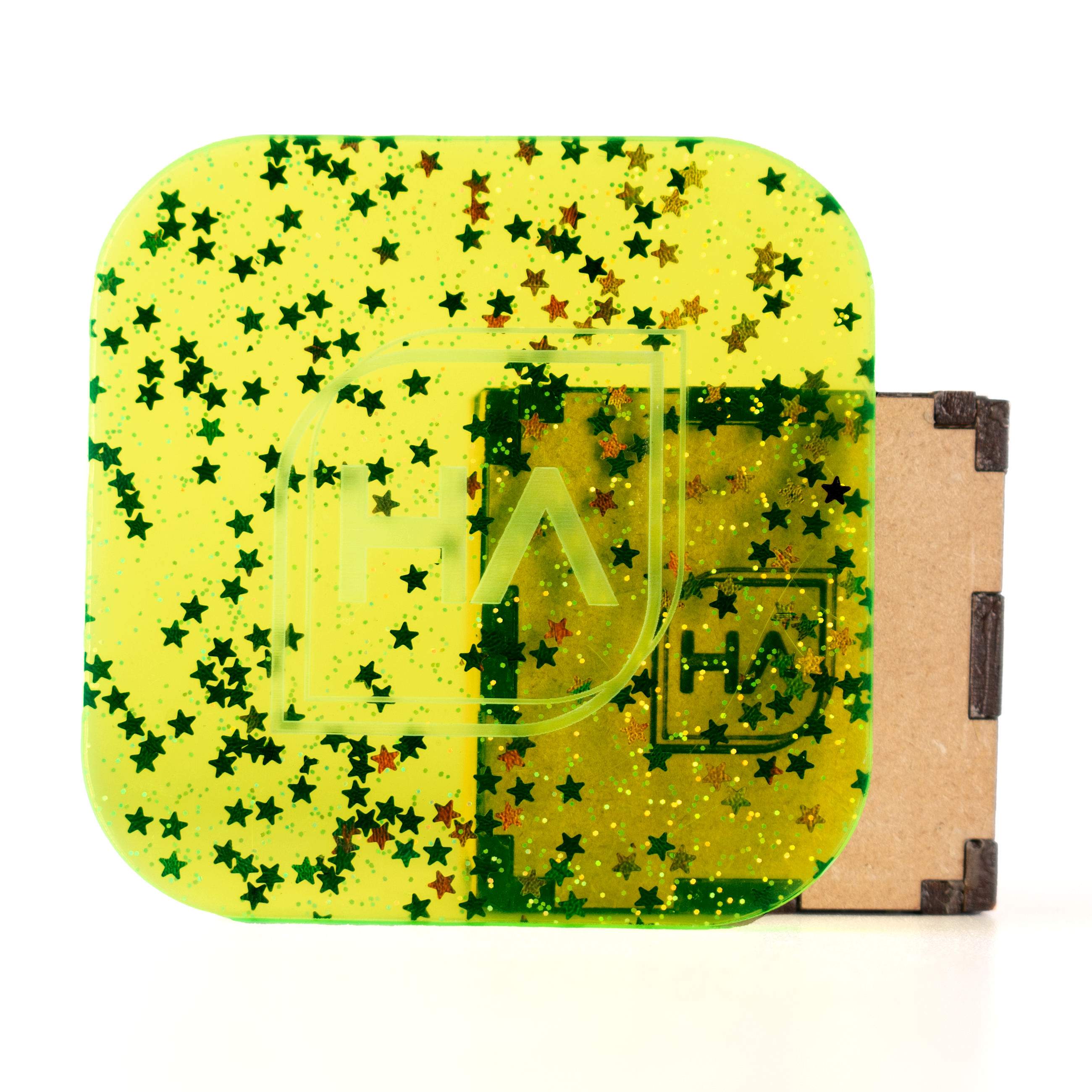 1/8" Neon Nights Fluorescent Green Star Confetti Cast Acrylic Sheet