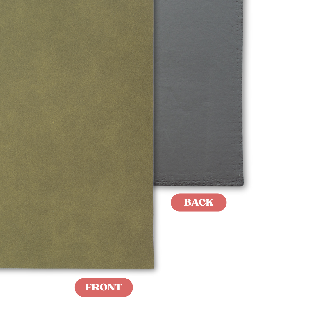 Olive Green/Black Leatherette Sheet Front vs Back Comparison