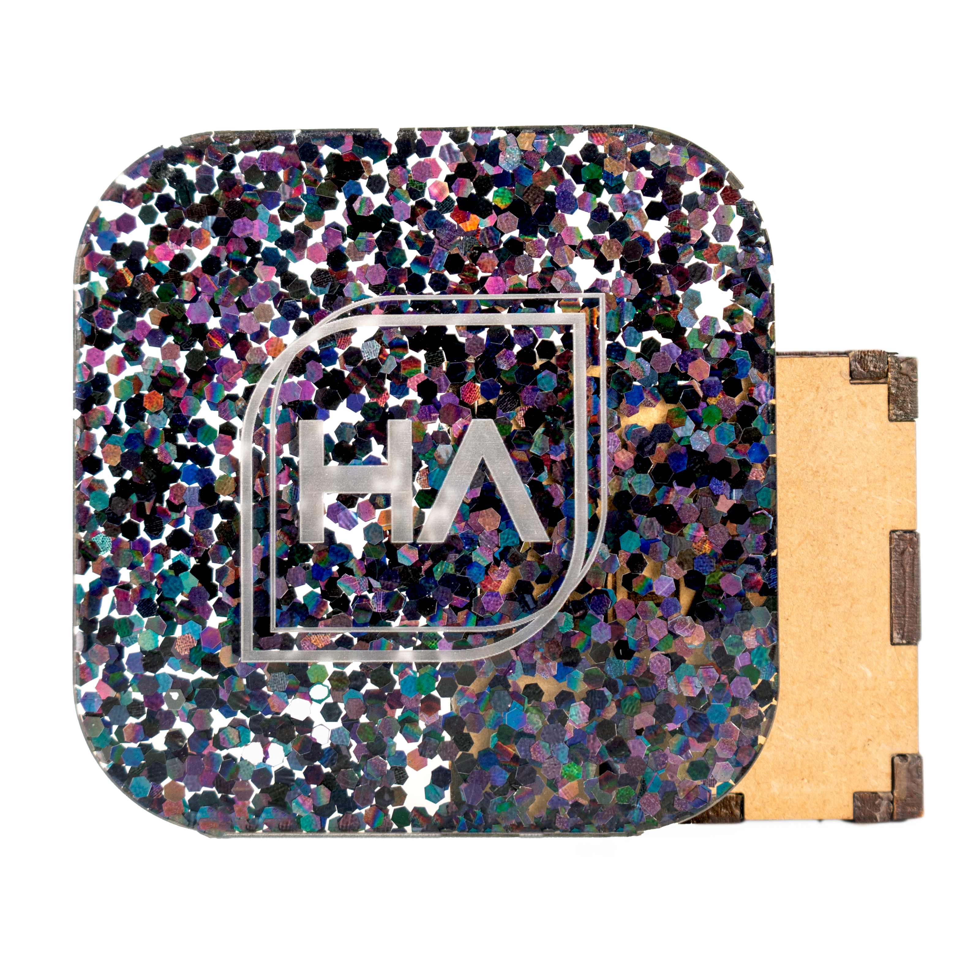 1/8" Onyx Holographic Chunky Hex Confetti Cast Acrylic Sheet