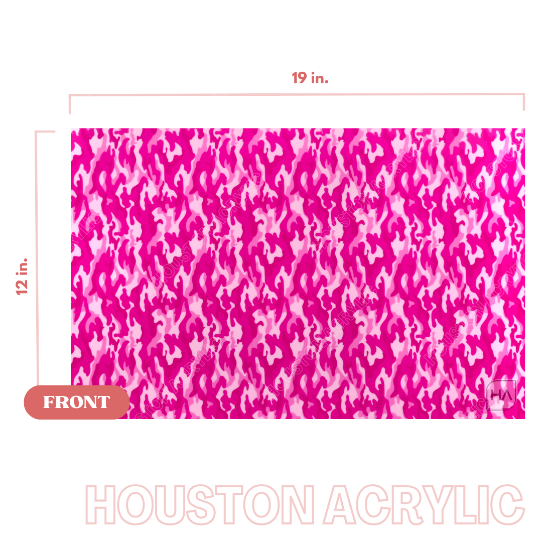 1/8" Pink Camo MakerPrint Acrylic Sheet Full Size Sheet View