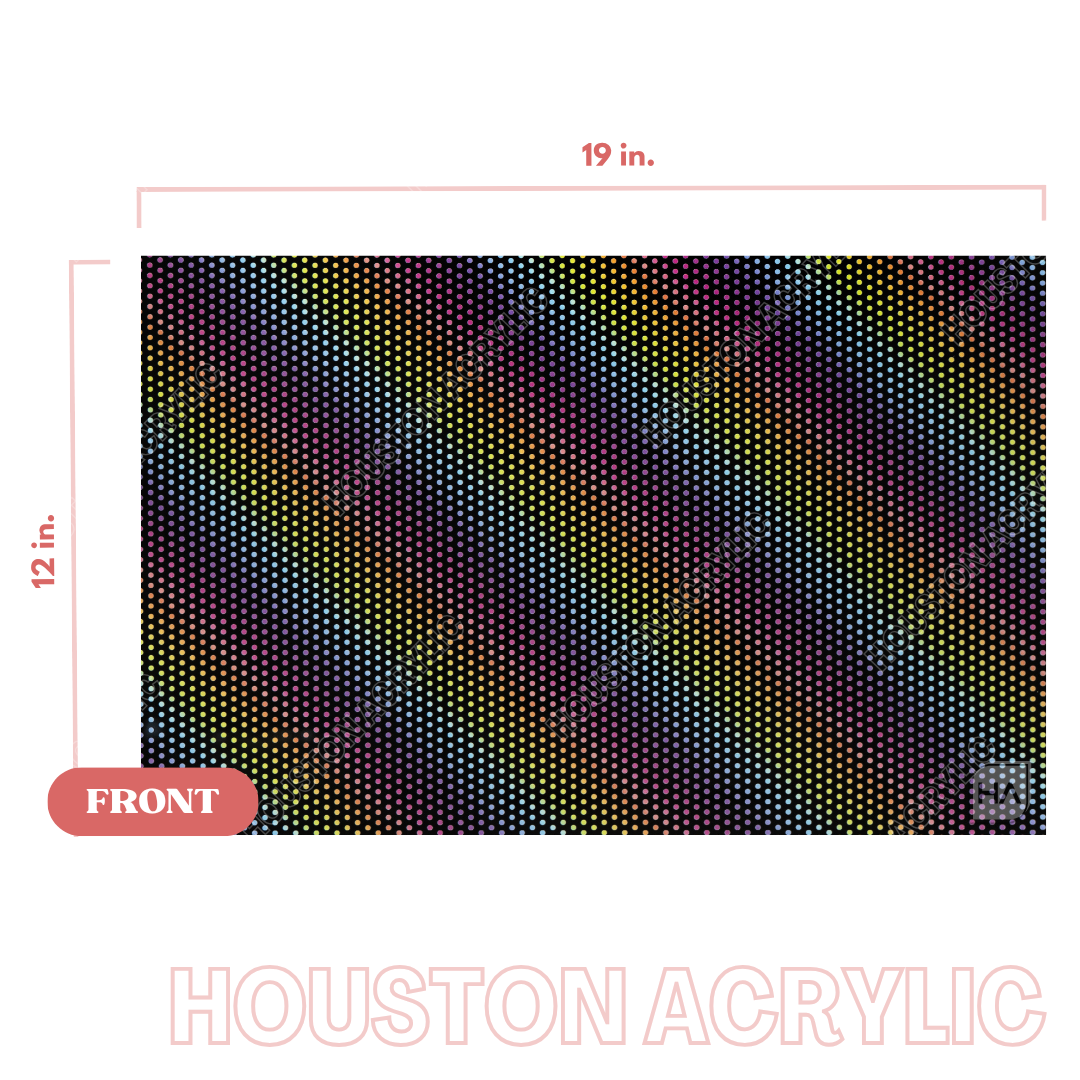 1/8" Polka Dot Rainbow Texture MakerPrint Full Size Acrylic Sheet View