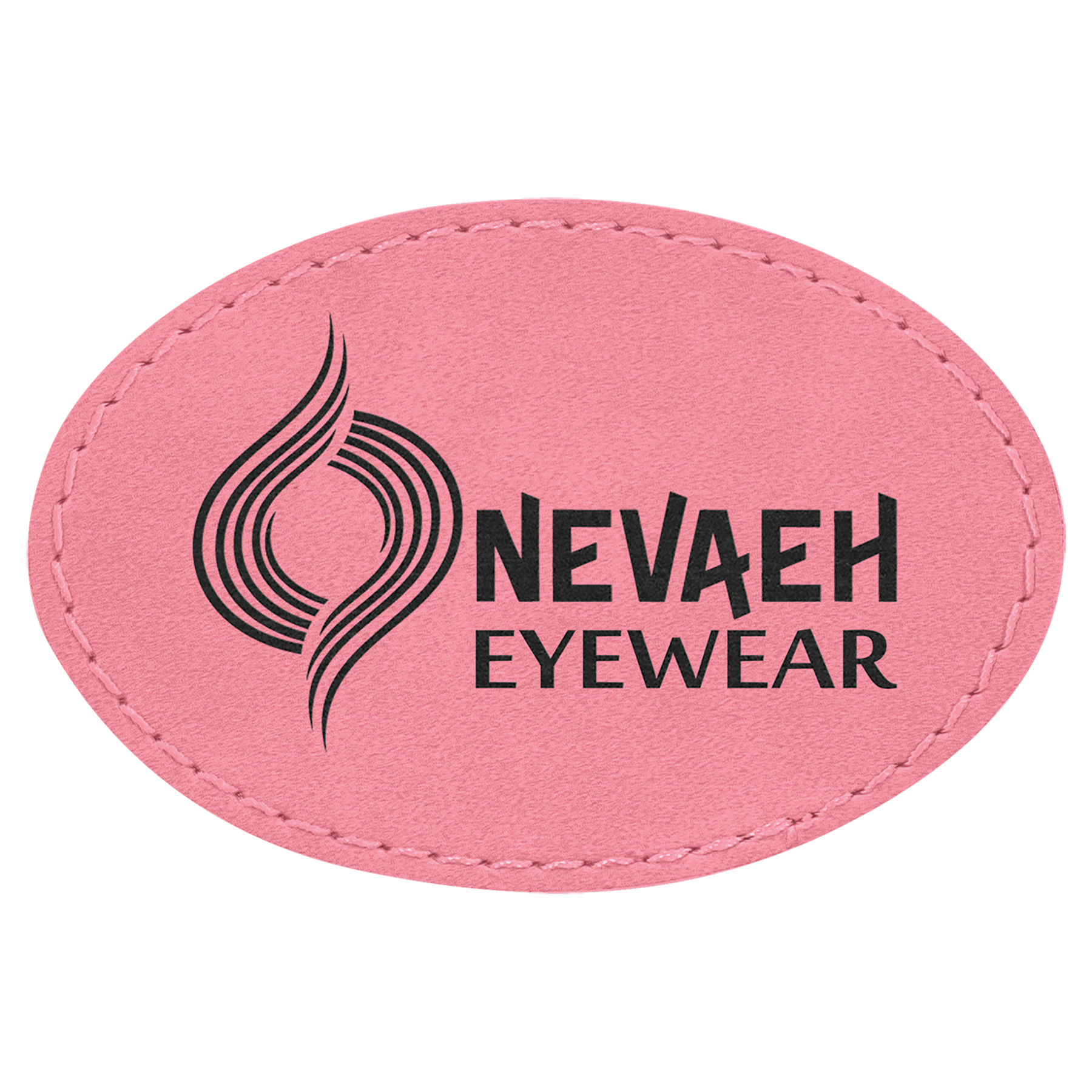 Pink/Black Leatherette Oval Patch with Adhesive Back (5 Pack)