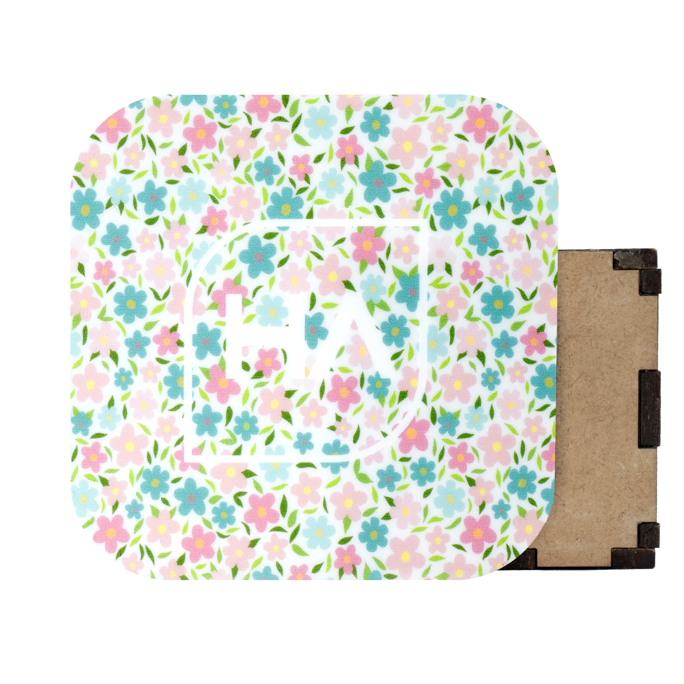 1/8" Pastel Floral MakerPrin on a white core cast acrylic sheet