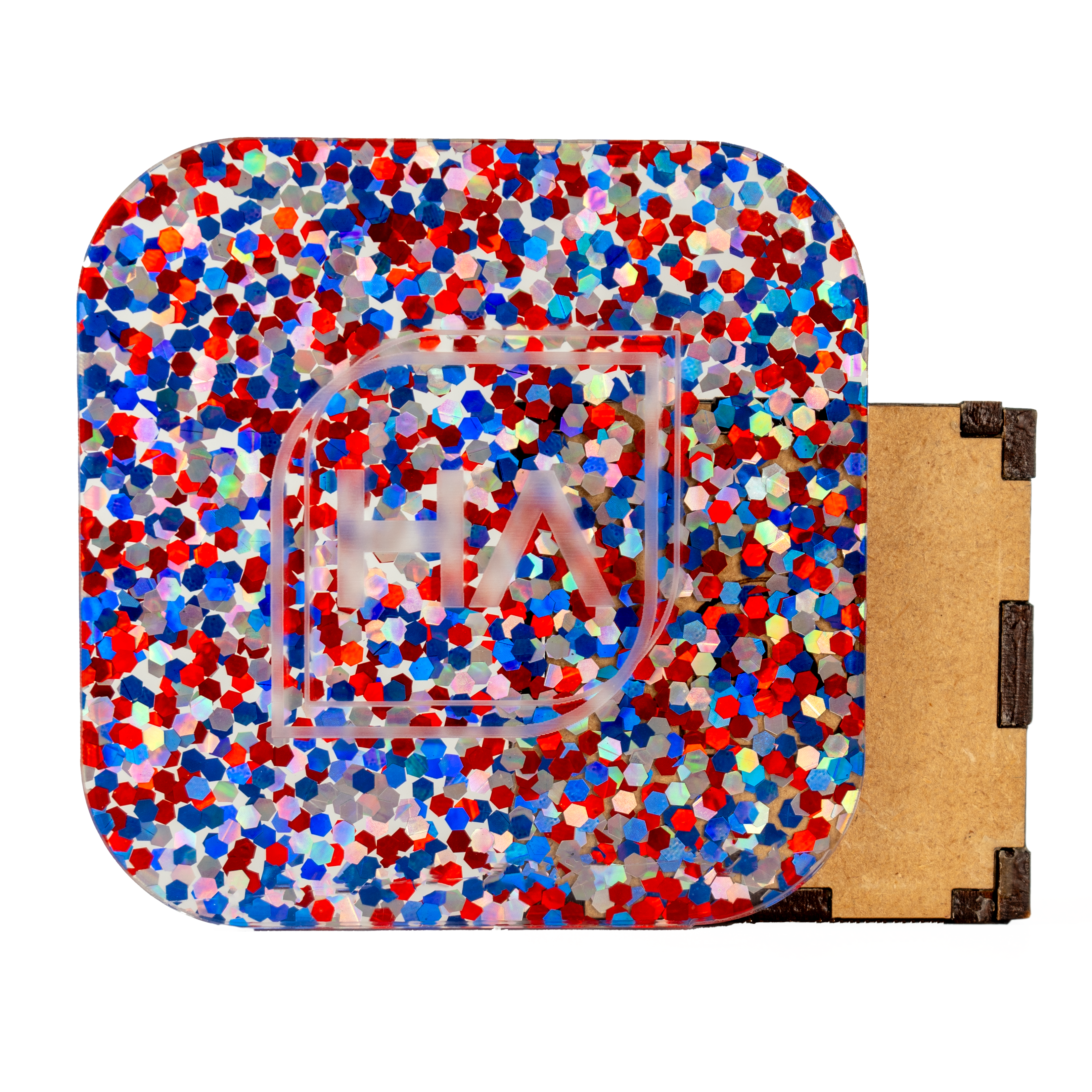 1/8" Patriotic Chunky Hex Confetti Cast Acrylic Sheet