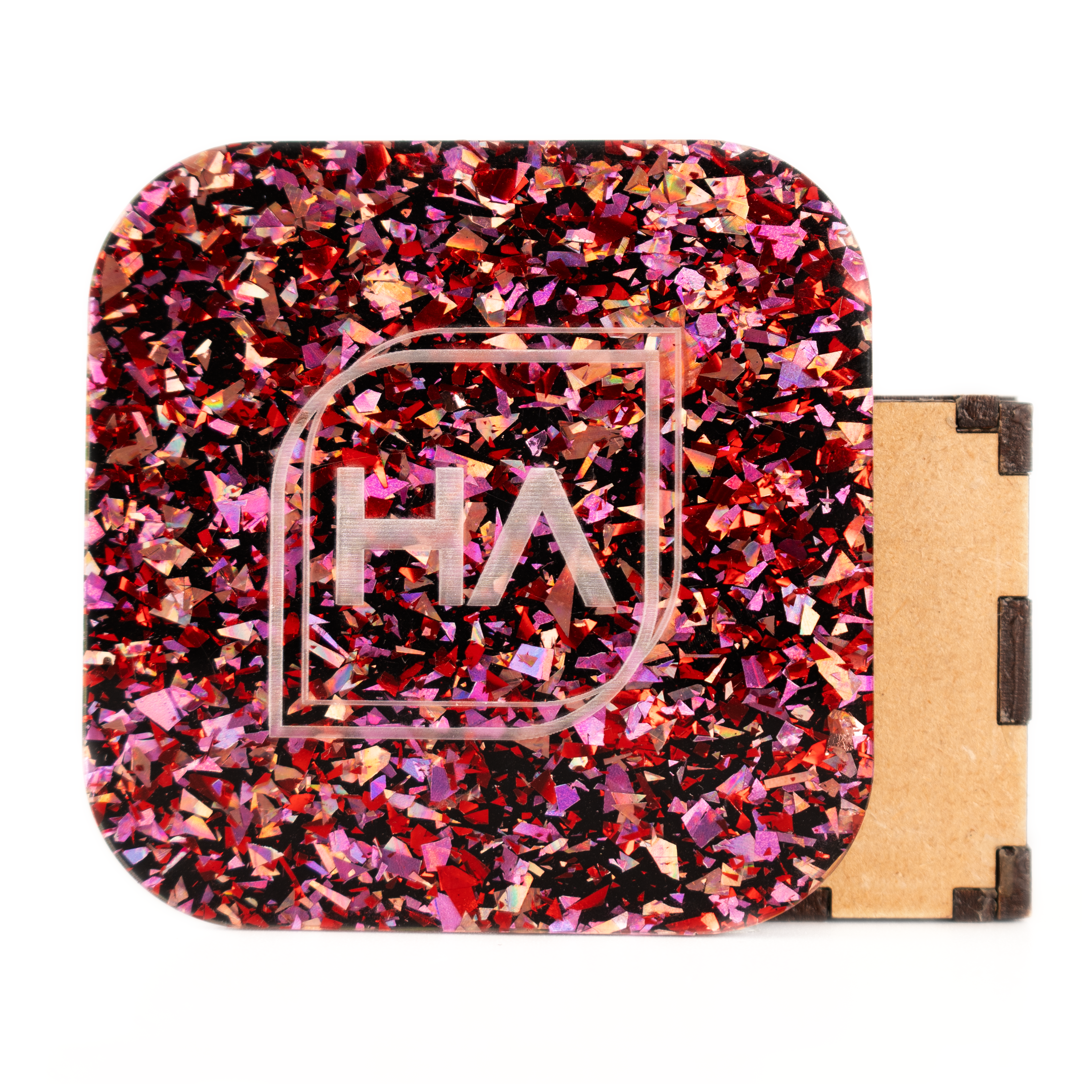 4mm Pink and Red Chunky Flake Cast Acrylic Sheet