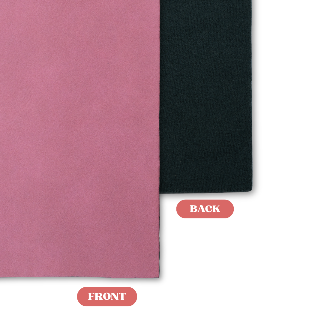 Pink to Black MakerLeatherette Laserable Leatherette Sheet Front vs Back Comparison