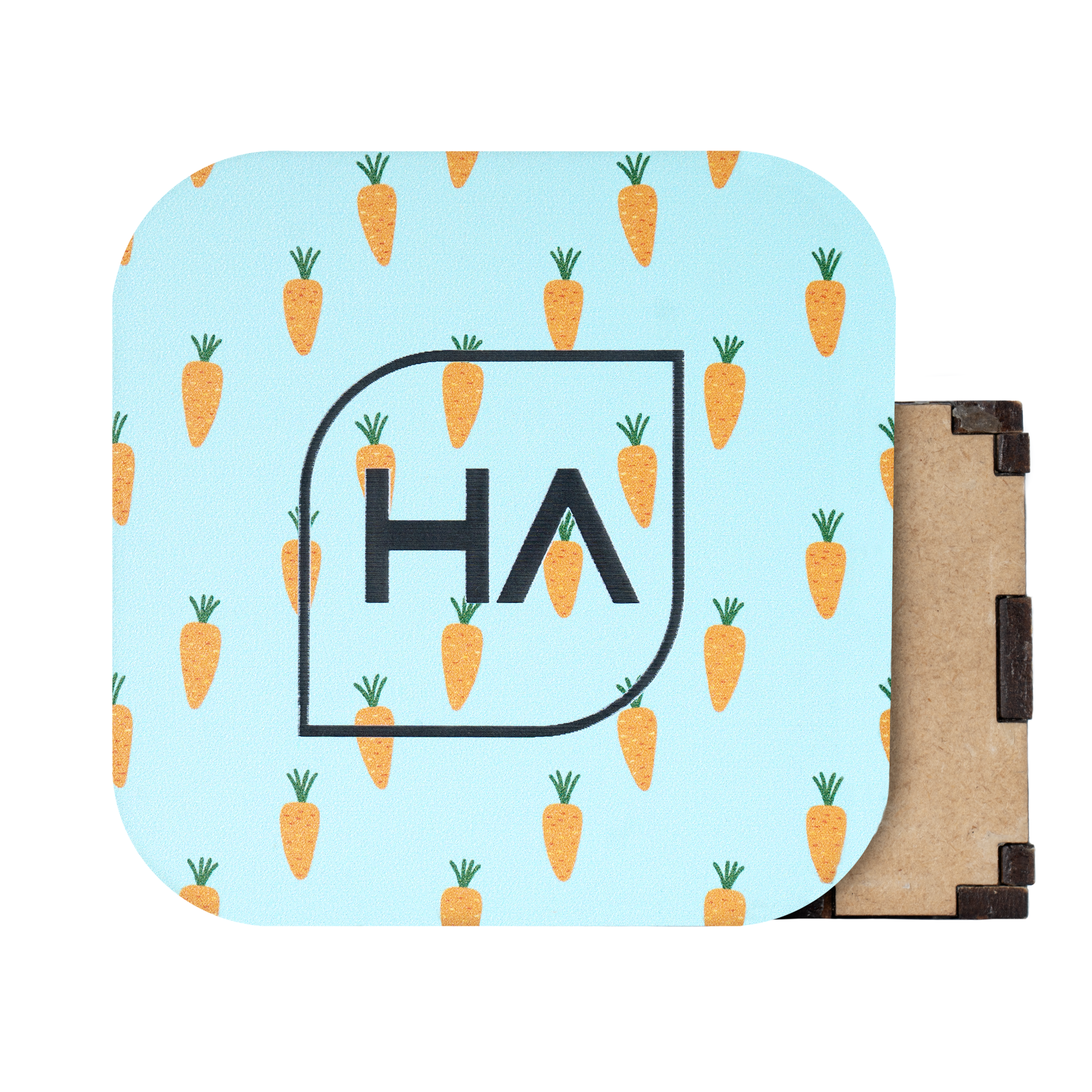 1/8" Playful Carrots MakerPrint on a black core cast acrylic sheet