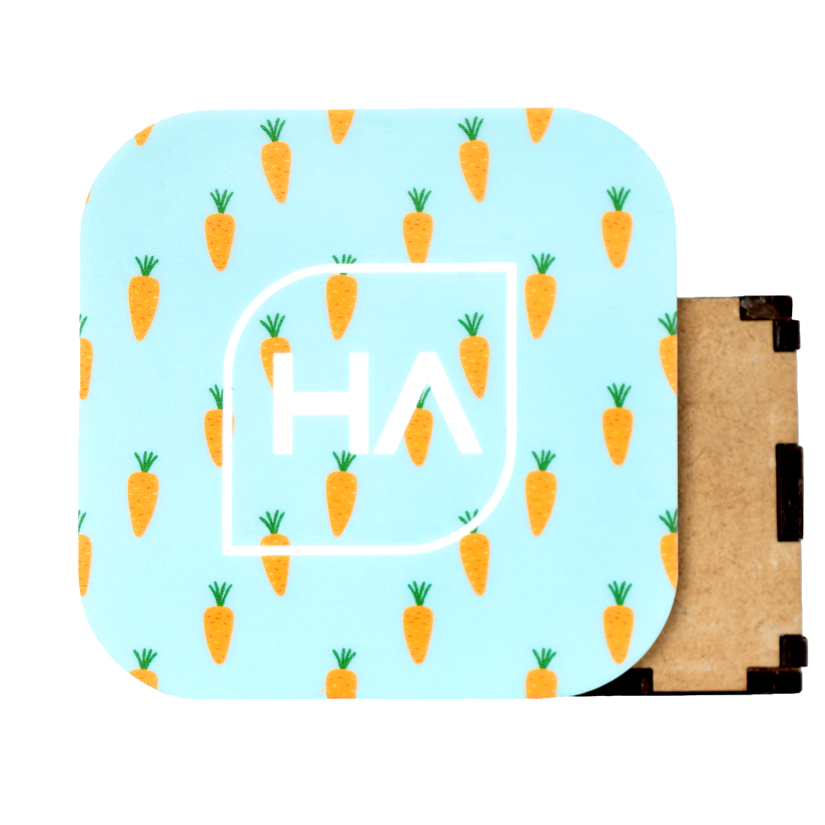 1/8" Playful Carrots MakerPrint on a white core cast acrylic sheet