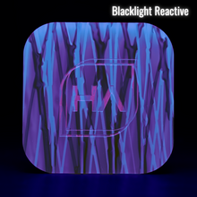 Load image into Gallery viewer, Blacklight reactive 1/8&quot; Purple Flurfle Drizzle Cast Acrylic Sheet
