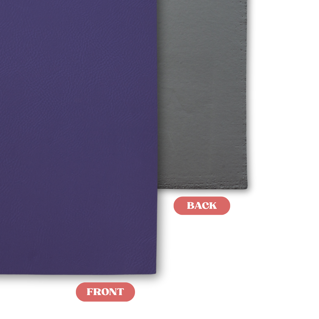 Purple to Black Laserable Leatherette Sheet Front vs Back Comparison