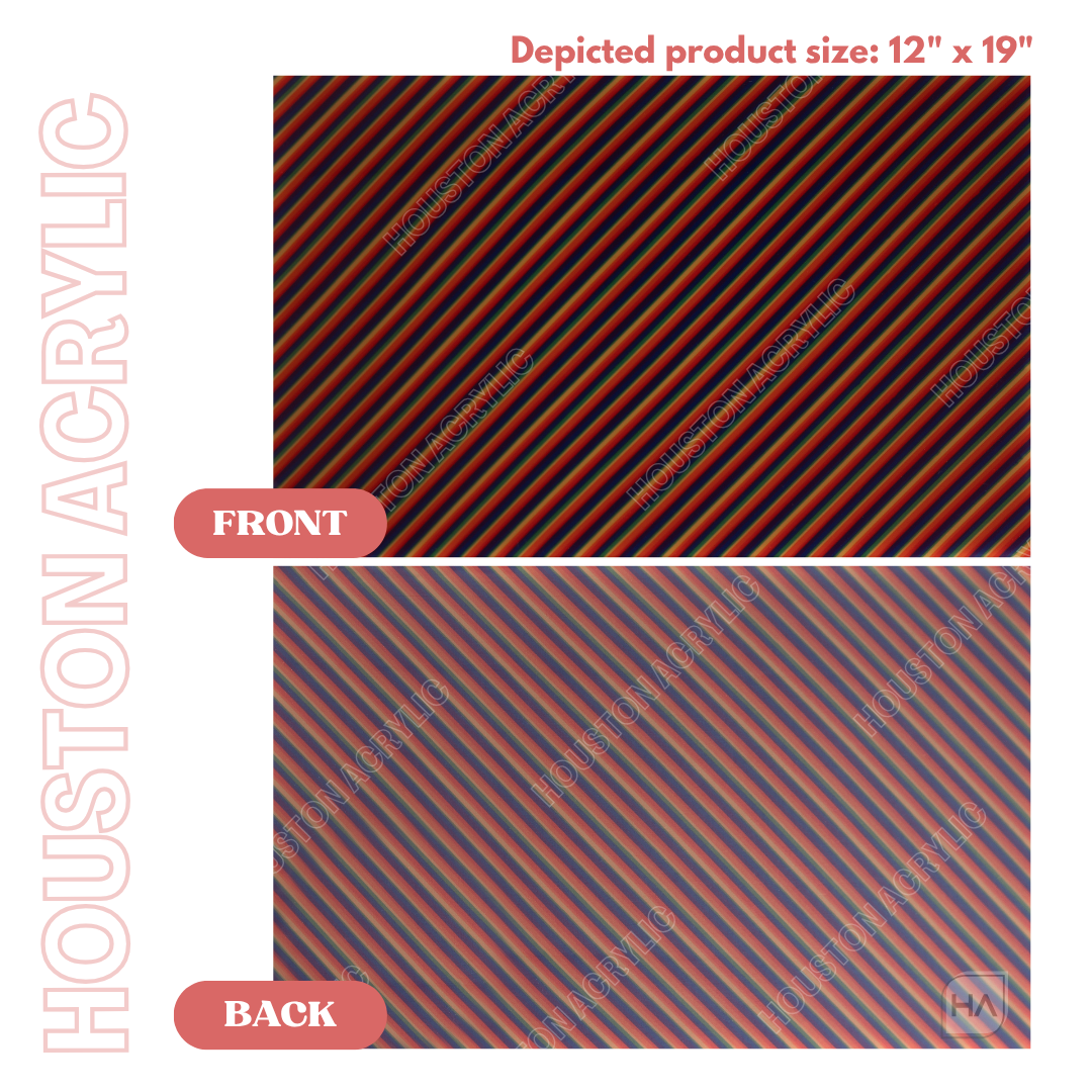 1/8" Rainbow Stripes Cast Acrylic Sheet Front vs Back Full Size Sheet View