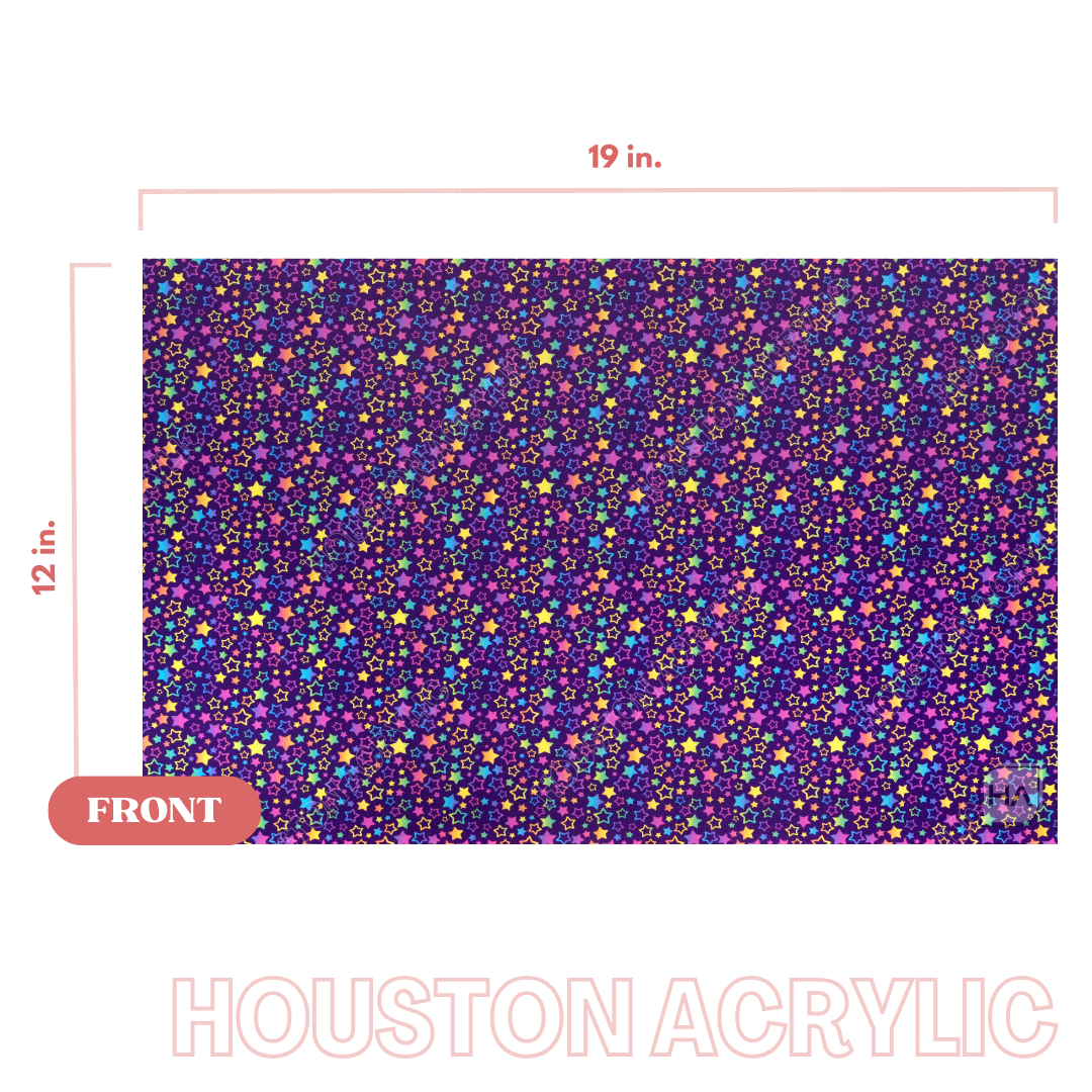 1/8" Rainbow Stars MakerPrint Acrylic Sheet Full Size View